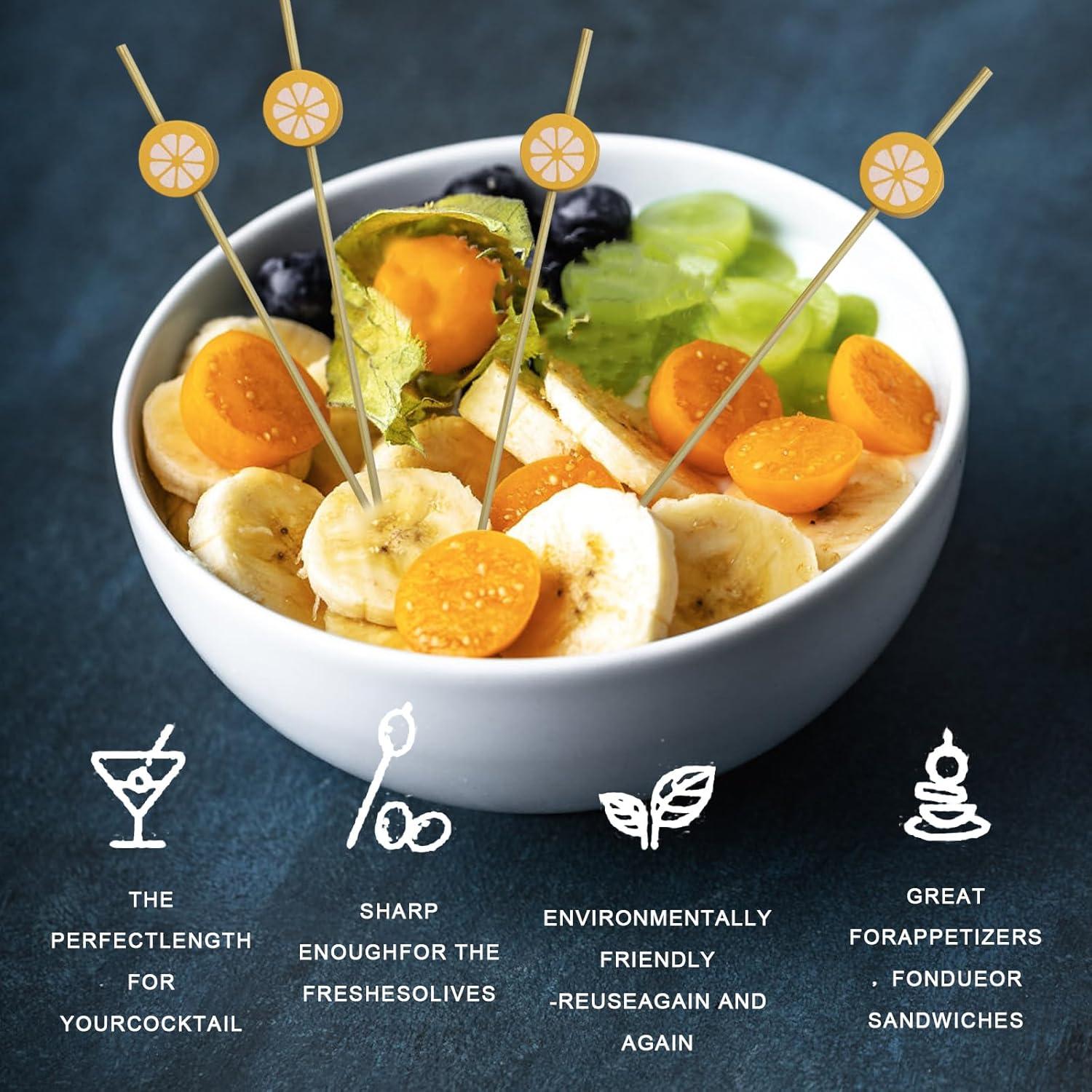 100 Palillos de Bambú Naranja para Cócteles 12 cm