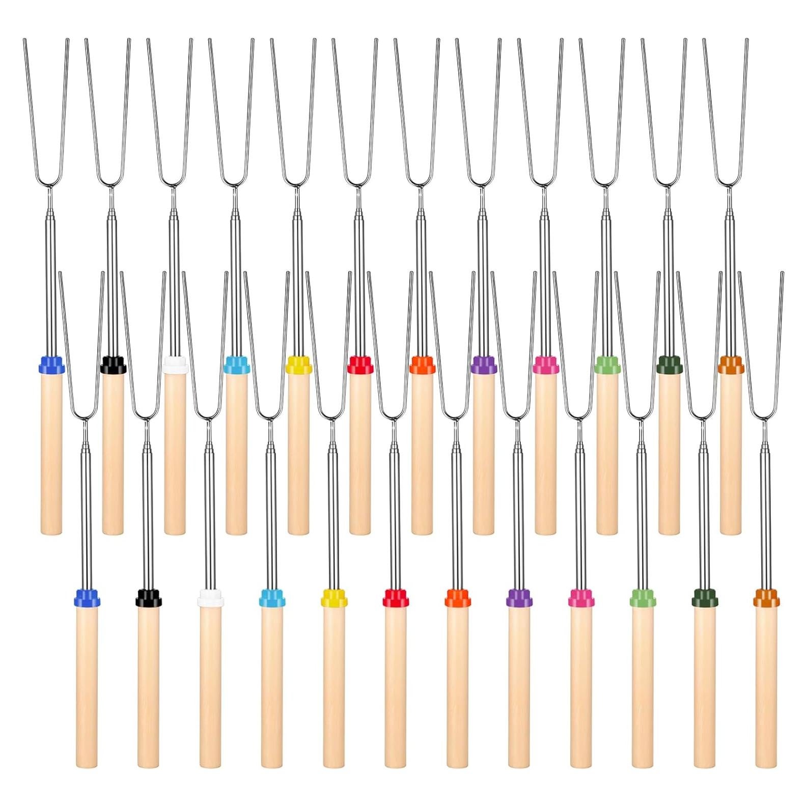 24 Palos para Asar Malvaviscos SynHHergyx 31-81 cm Extensibles