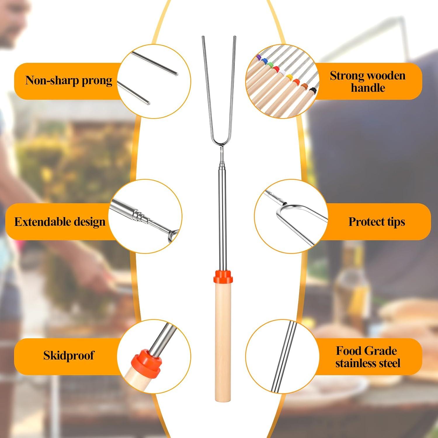 24 Palos para Asar Malvaviscos SynHHergyx 31-81 cm Extensibles