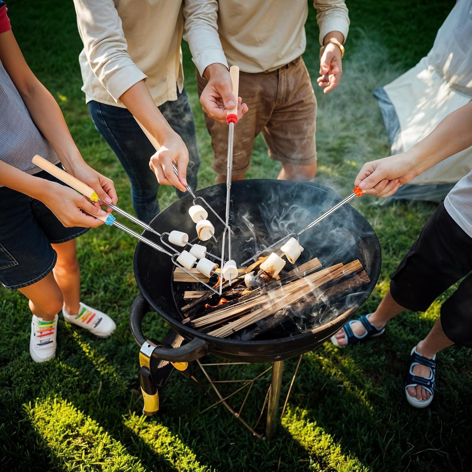 24 Palos para Asar Malvaviscos SynHHergyx 31-81 cm Extensibles