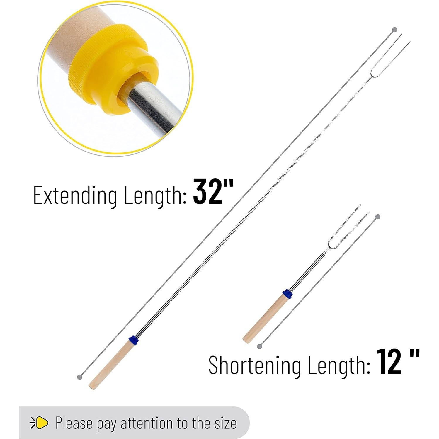 Palos de Asar Extensibles UNCO de Acero Inoxidable - 5 Pzas, 81 cm