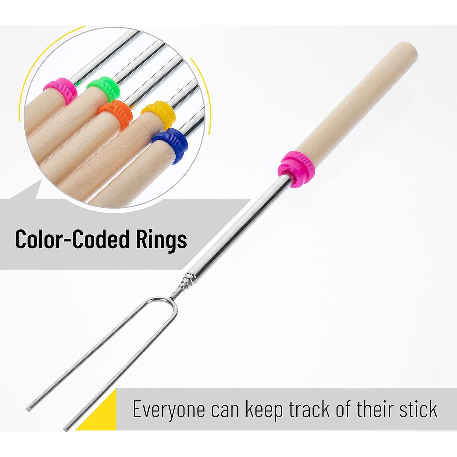 Palos de Asar Extensibles UNCO de Acero Inoxidable - 5 Pzas, 81 cm