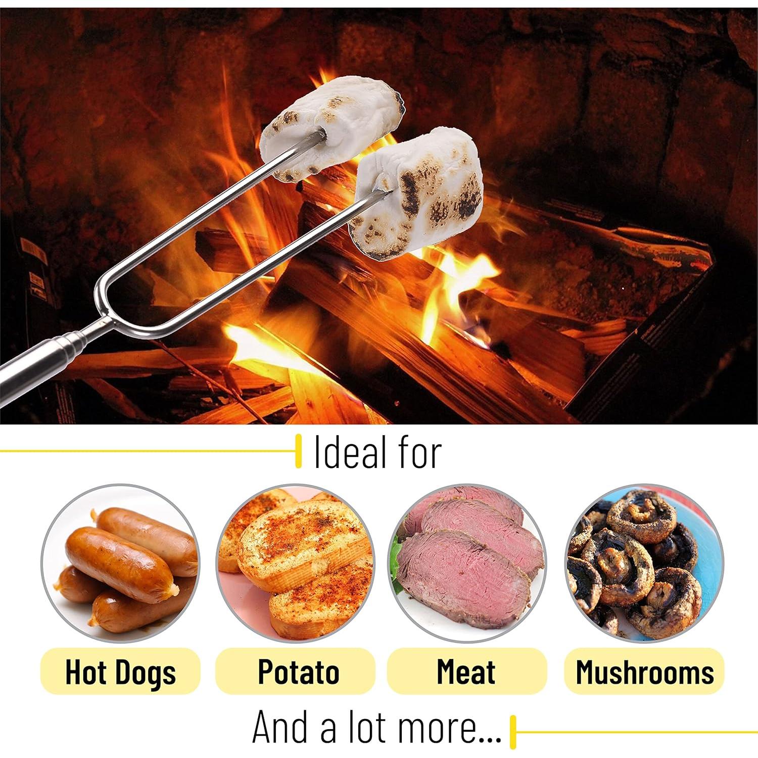 Palos de Asar Extensibles UNCO de Acero Inoxidable - 5 Pzas, 81 cm