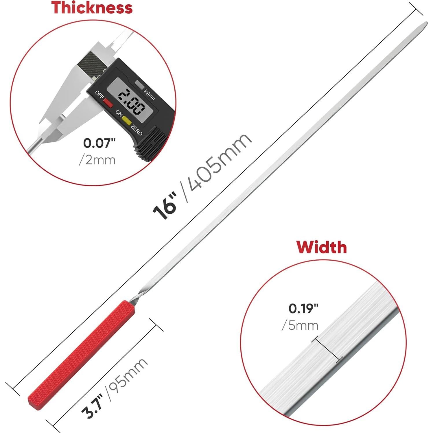 Pinchos para Parrilla DAILY KISN 10 Piezas Acero Inoxidable 40.5 cm