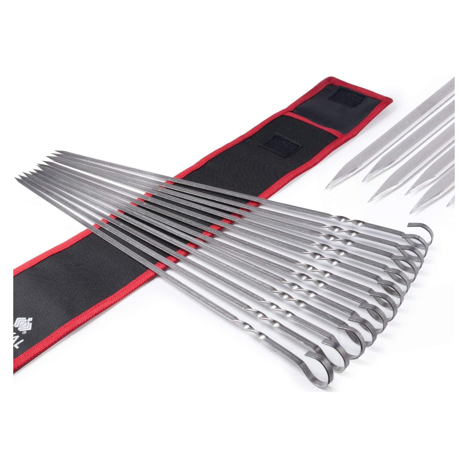 Palos de Shish Kabob de Acero Inoxidable Royal Imports - 12 Piezas 43 cm