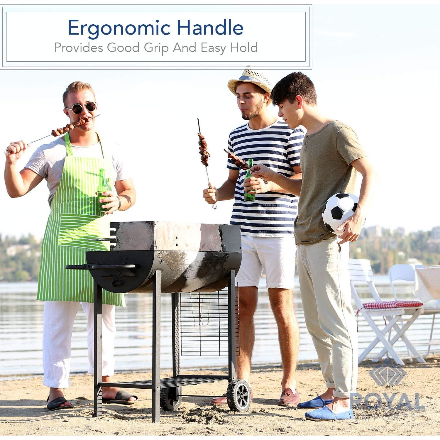 Palos de Shish Kabob de Acero Inoxidable Royal Imports - 12 Piezas 43 cm