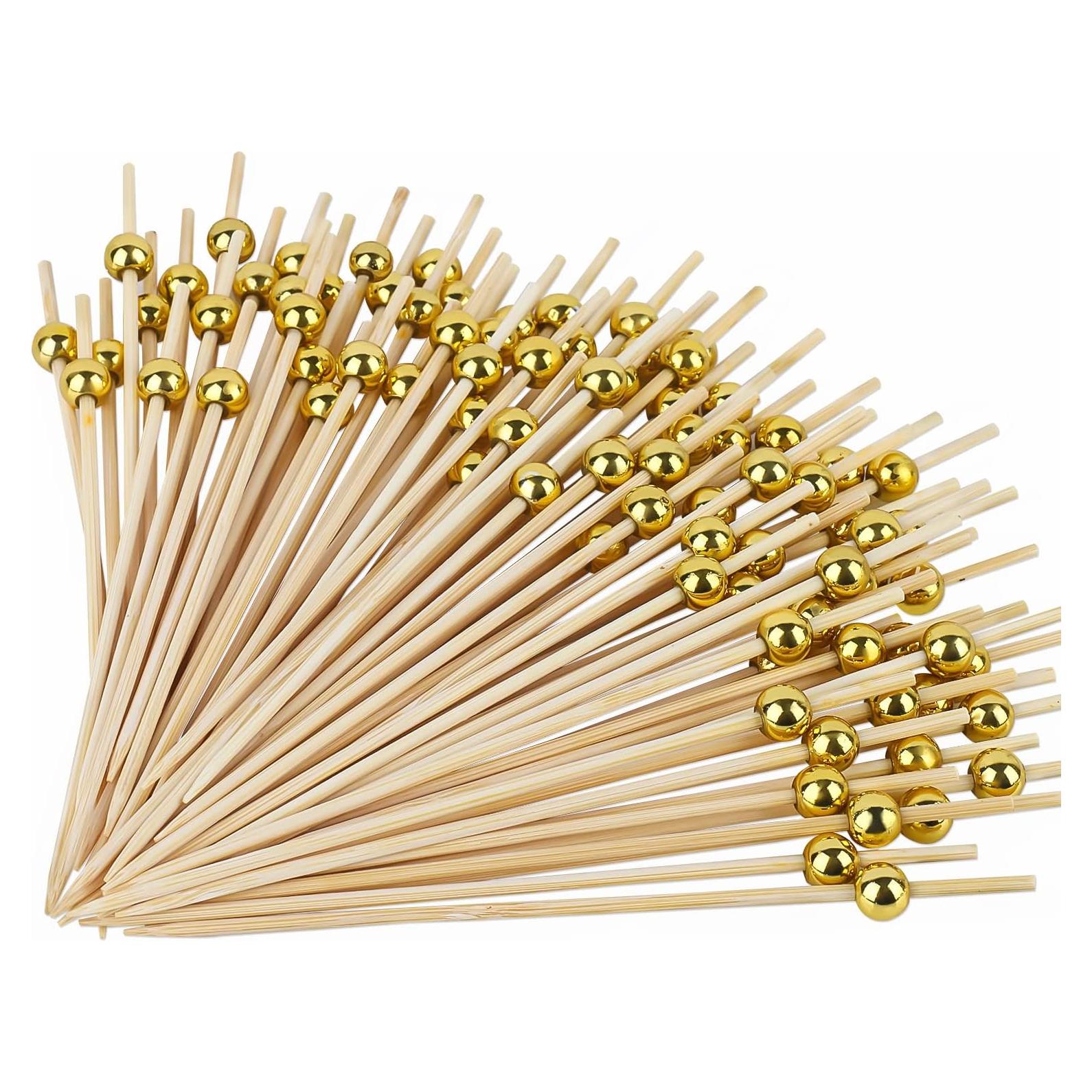 200 Palillos de Cóctel BEDEONE de Bambú 11.94 cm Dorado