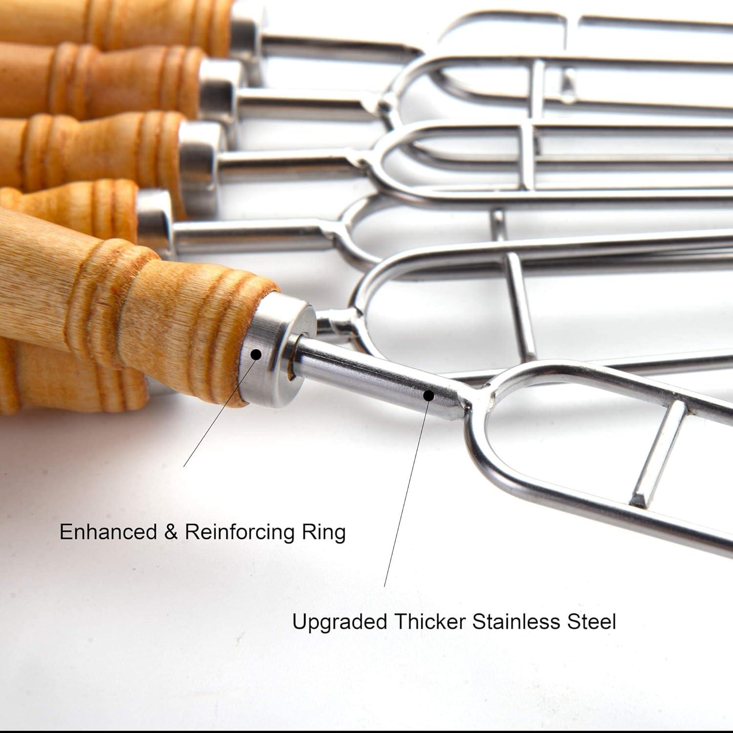 Pinchos Doble Punta IMEEA Acero Inoxidable 42 cm con Mango Madera