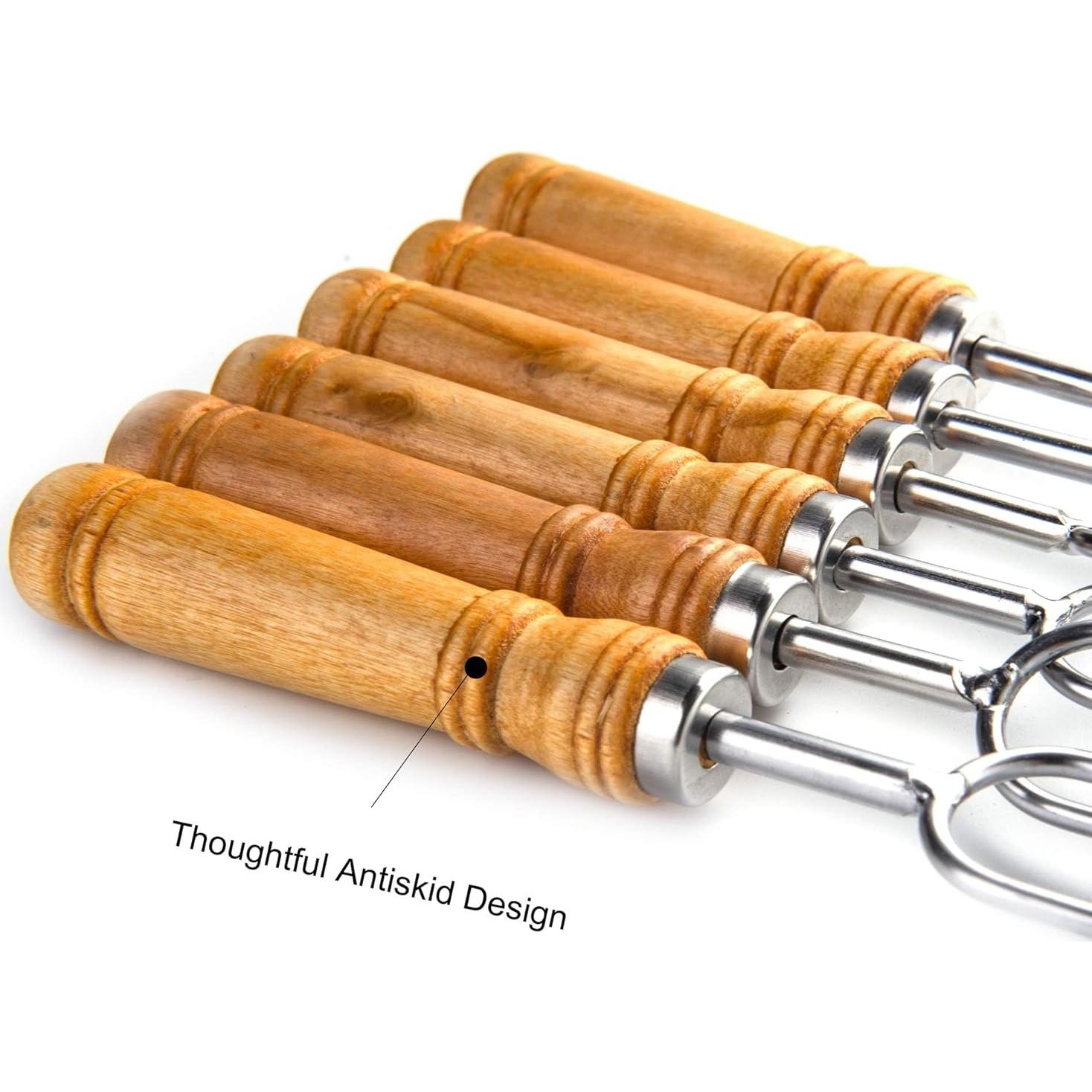 Pinchos Doble Punta IMEEA Acero Inoxidable 42 cm con Mango Madera