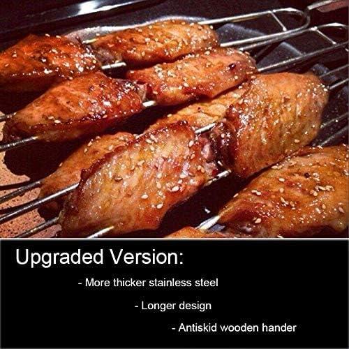 Pinchos Doble Punta IMEEA Acero Inoxidable 42 cm con Mango Madera