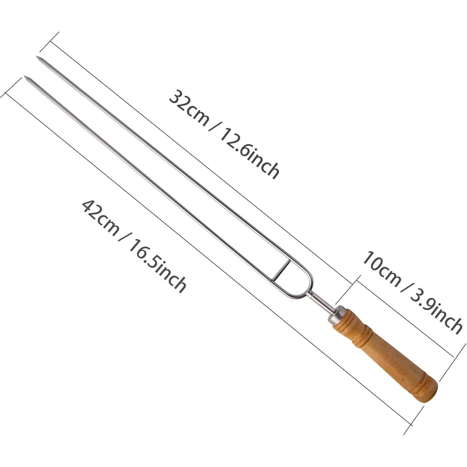 Pinchos Doble Punta IMEEA Acero Inoxidable 42 cm con Mango Madera