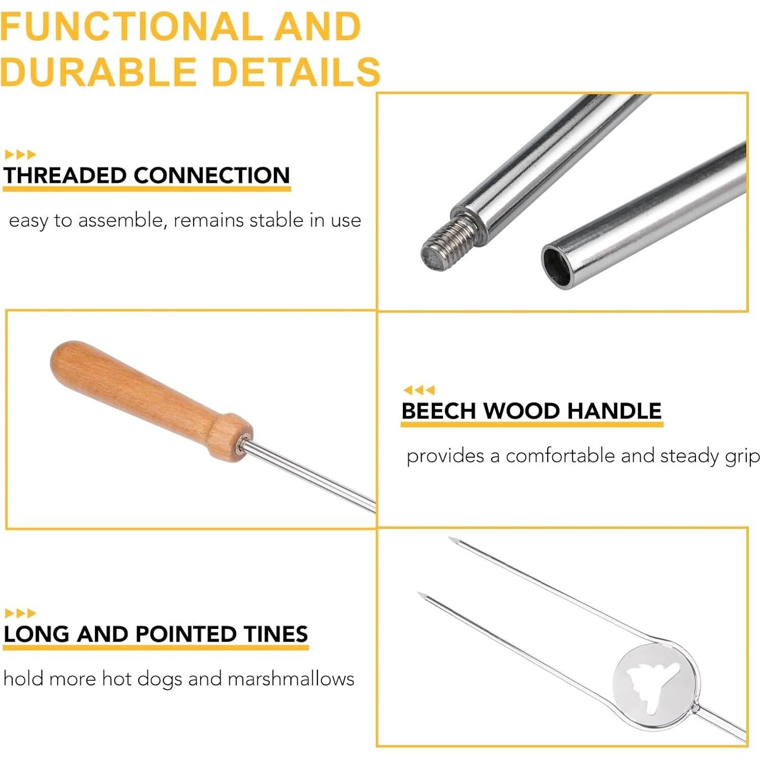 Palos para Asar Hot Dogs y Malvaviscos Begatter 81 cm - 4 Piezas