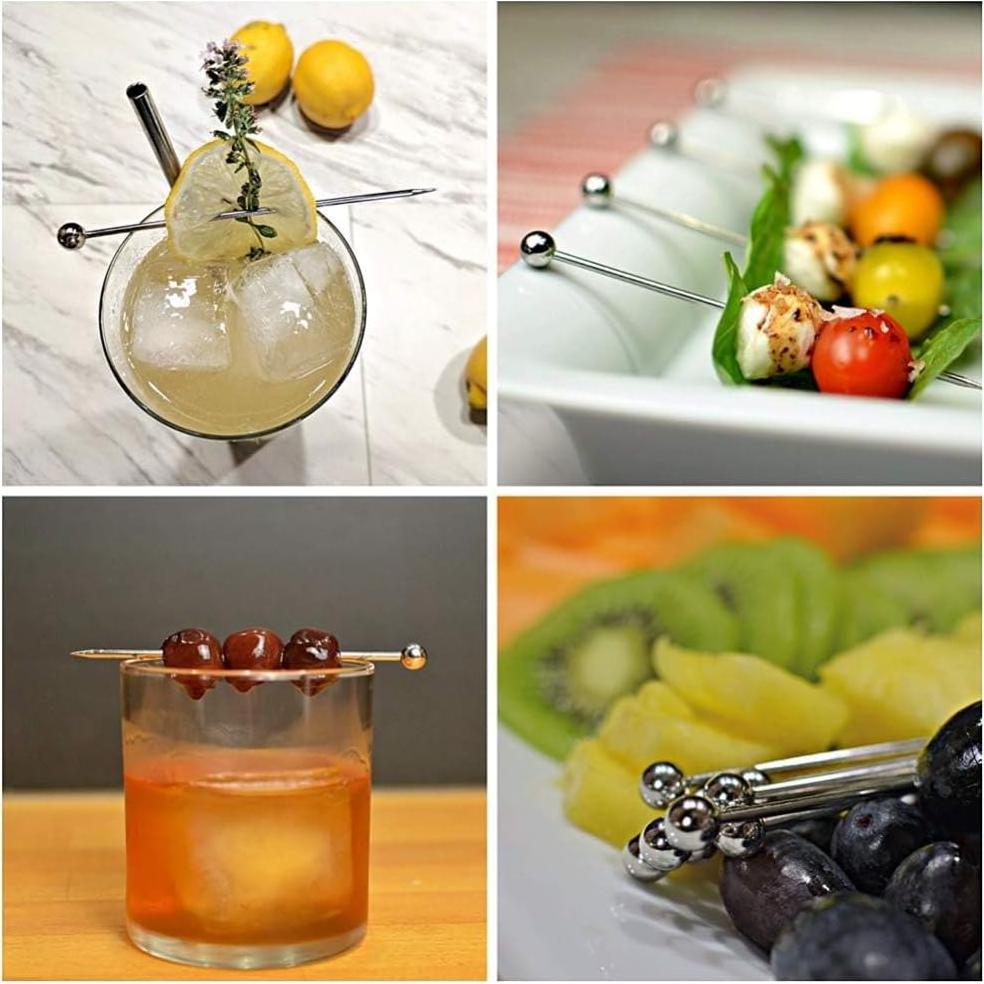 15 Palillos de Cóctel de Acero Inoxidable SZLFSX 11 cm