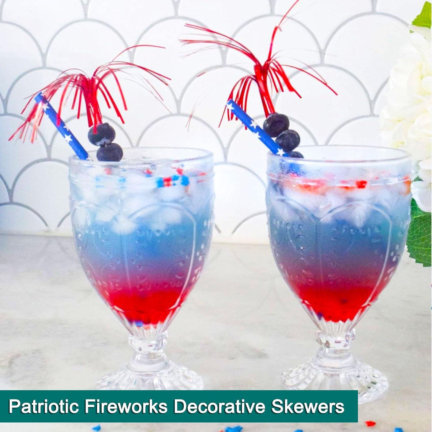 Palillos de cóctel Amovvita 100 piezas 22.86 cm colores patrióticos