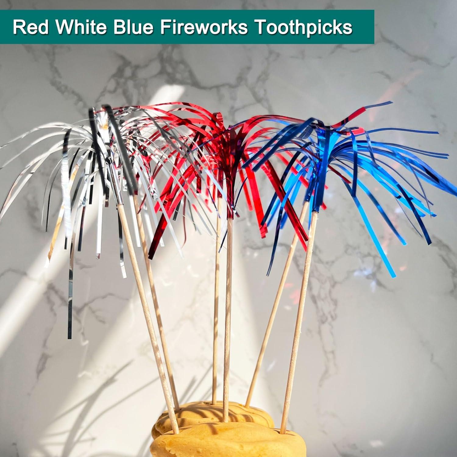 Palillos de cóctel Amovvita 100 piezas 22.86 cm colores patrióticos