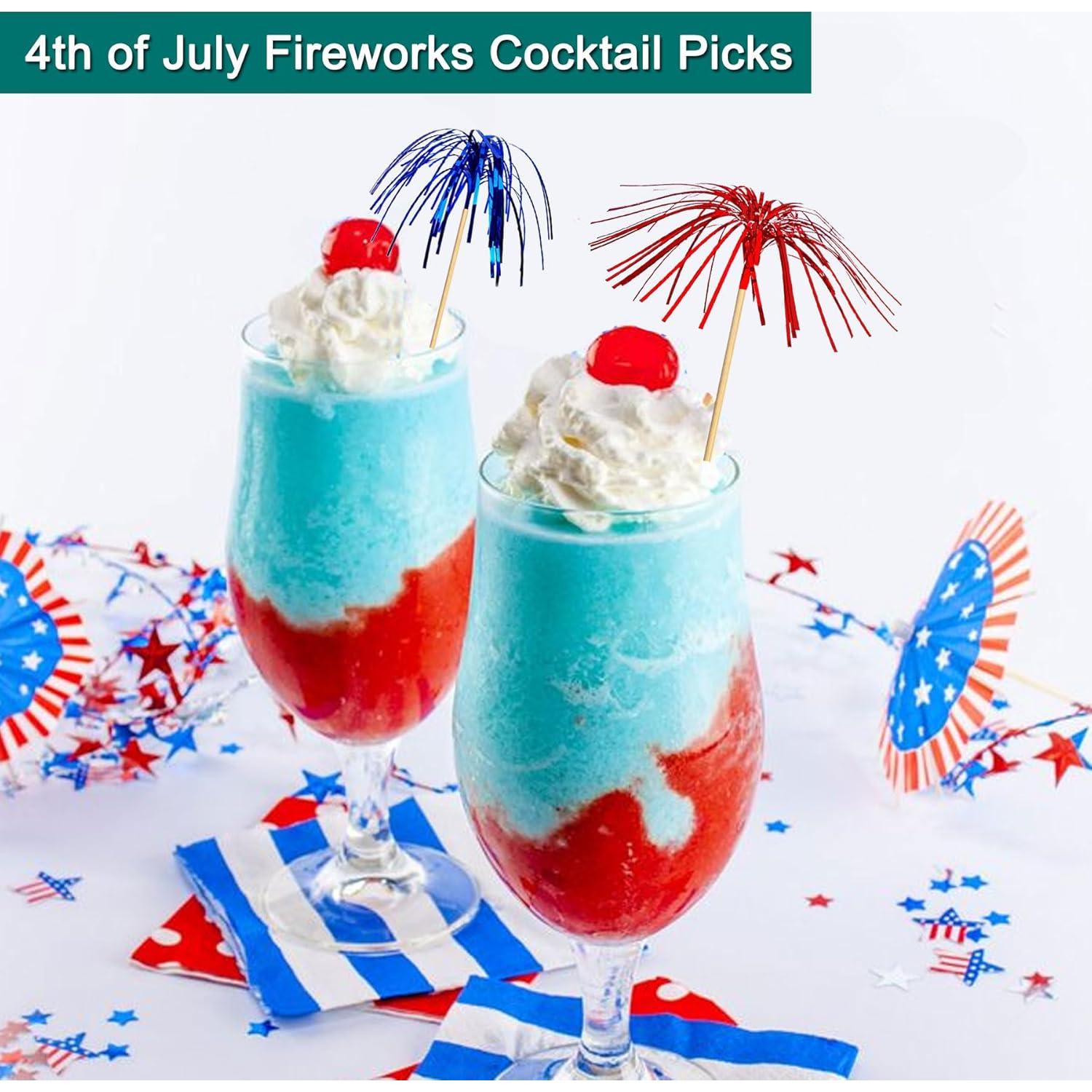 Palillos de cóctel Amovvita 100 piezas 22.86 cm colores patrióticos