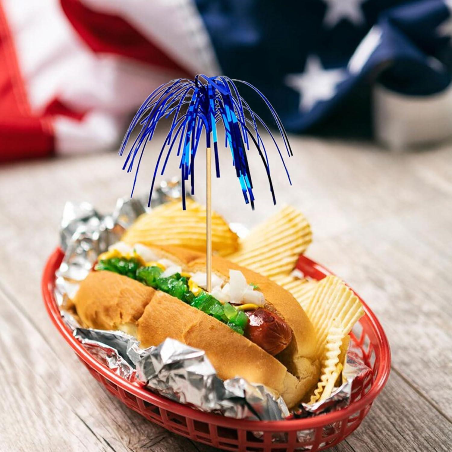 Palillos de cóctel Amovvita 100 piezas 22.86 cm colores patrióticos