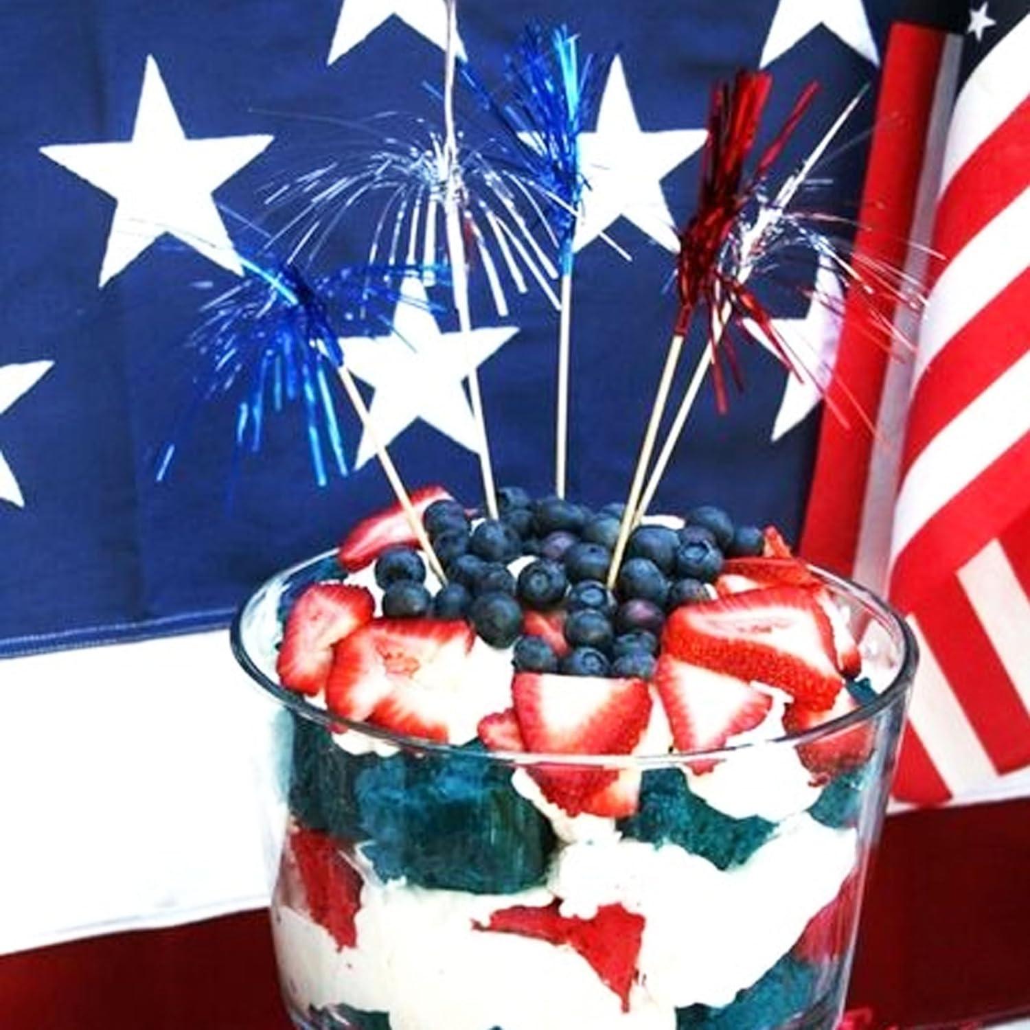 Palillos de cóctel Amovvita 100 piezas 22.86 cm colores patrióticos