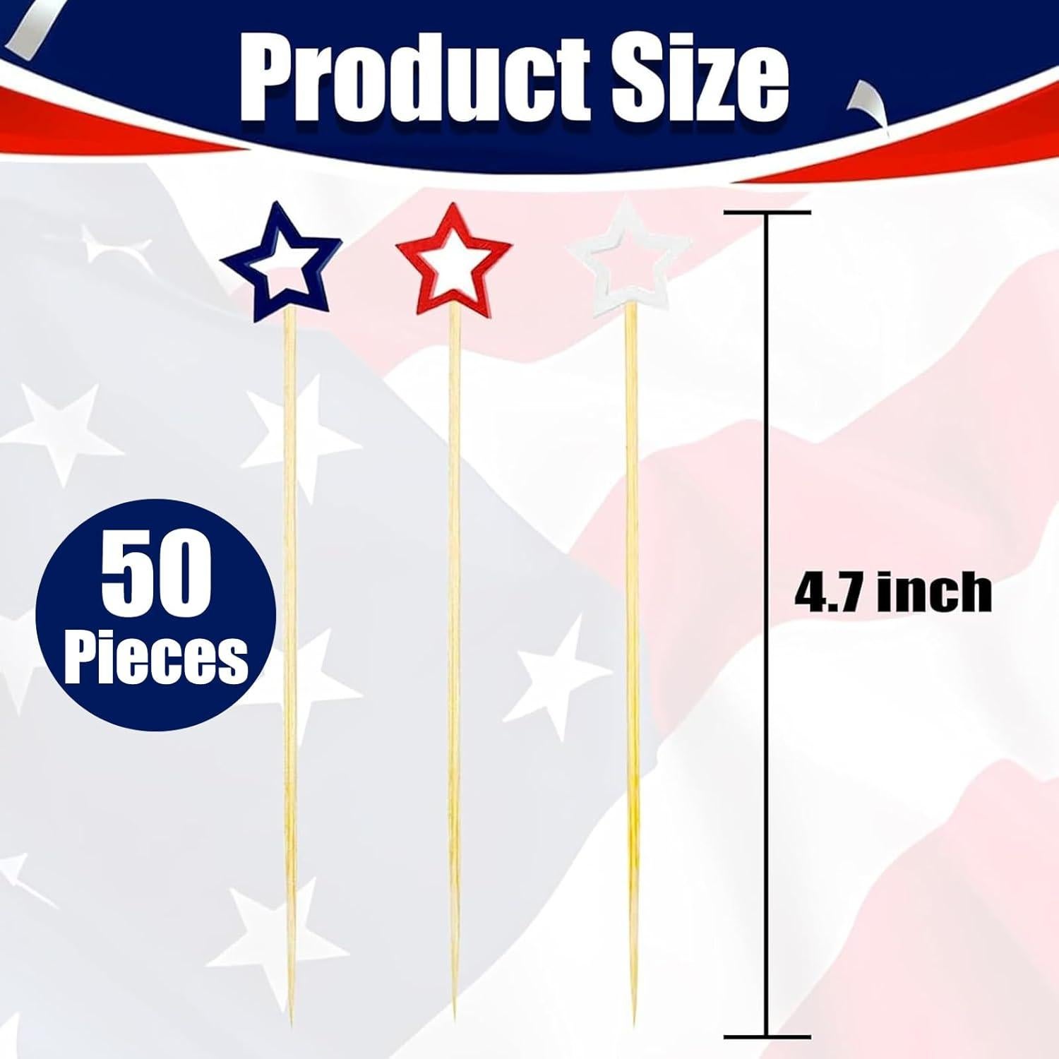 Paquete de 50 Palillos de Cóctel Patrióticos NUMONE 11.94 cm