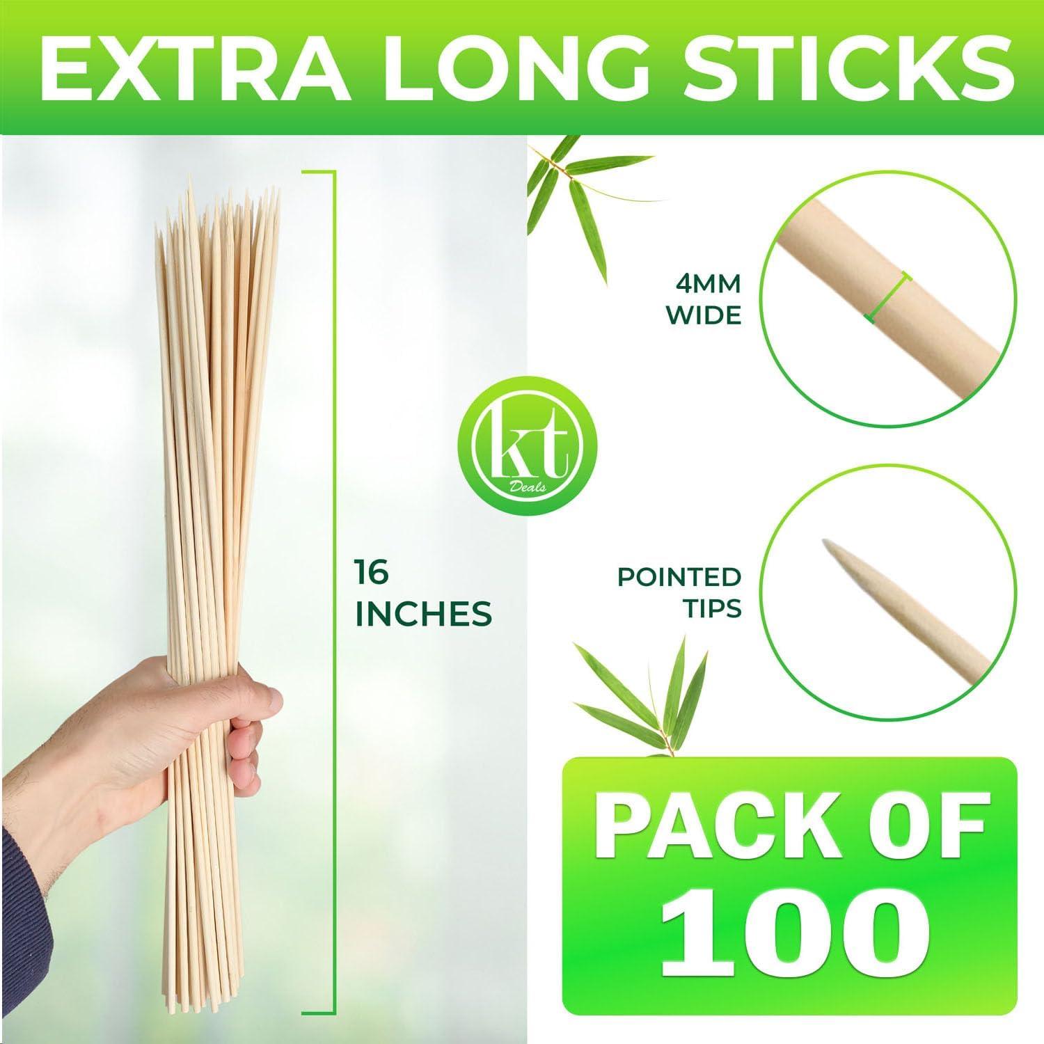 100 Palitos de Bambú para BBQ 40.64 cm KT Deals - 4 mm Grosor