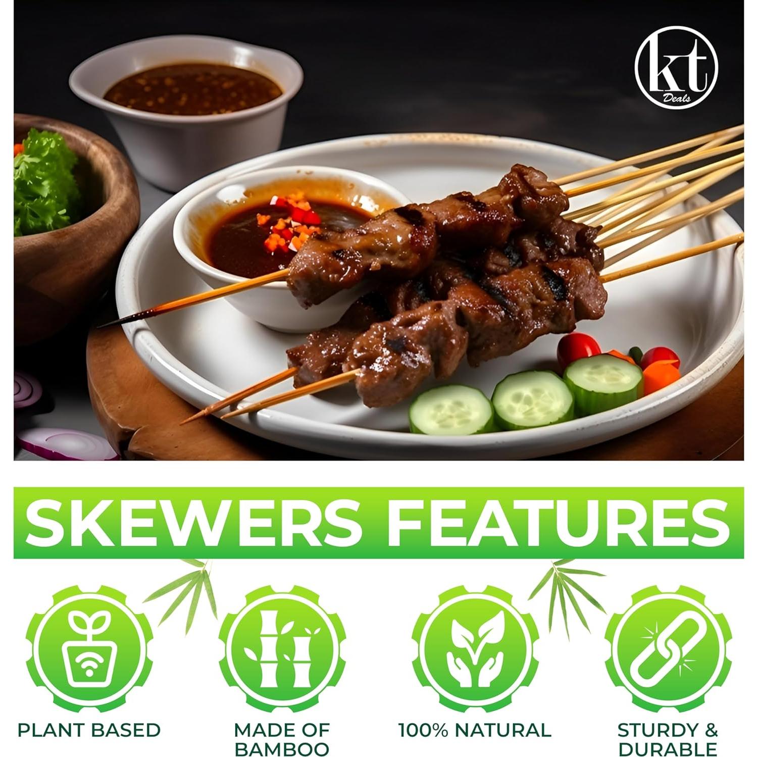 100 Palitos de Bambú para BBQ 40.64 cm KT Deals - 4 mm Grosor