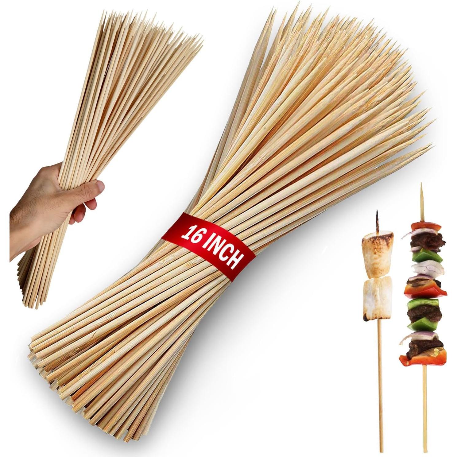 100 Palitos de Bambú para BBQ 40.64 cm KT Deals - 4 mm Grosor