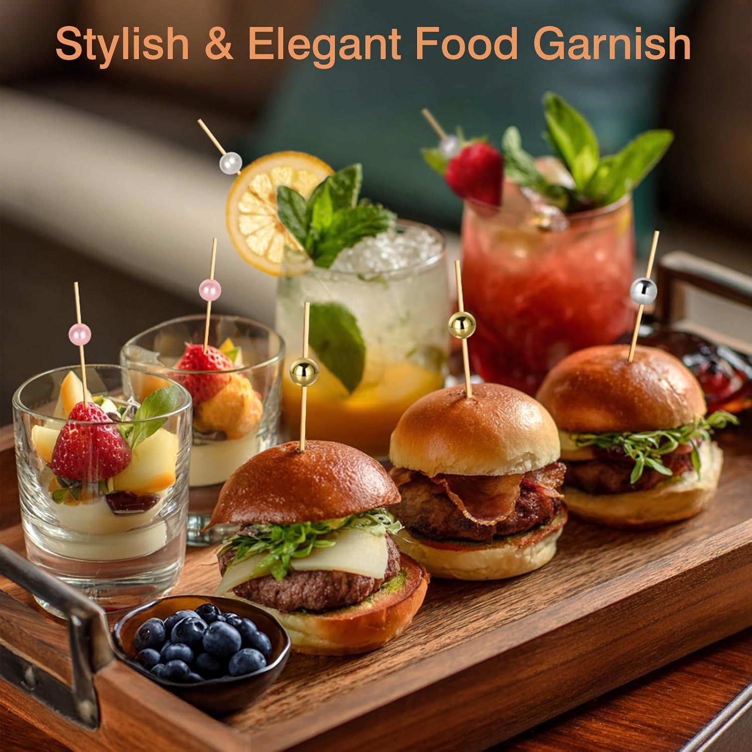 200 Palillos de Cóctel de Bambú SEANSDA - 11.94 cm, 4 Colores