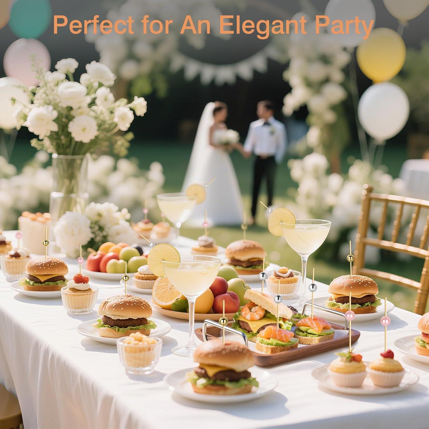 200 Palillos de Cóctel de Bambú SEANSDA - 11.94 cm, 4 Colores