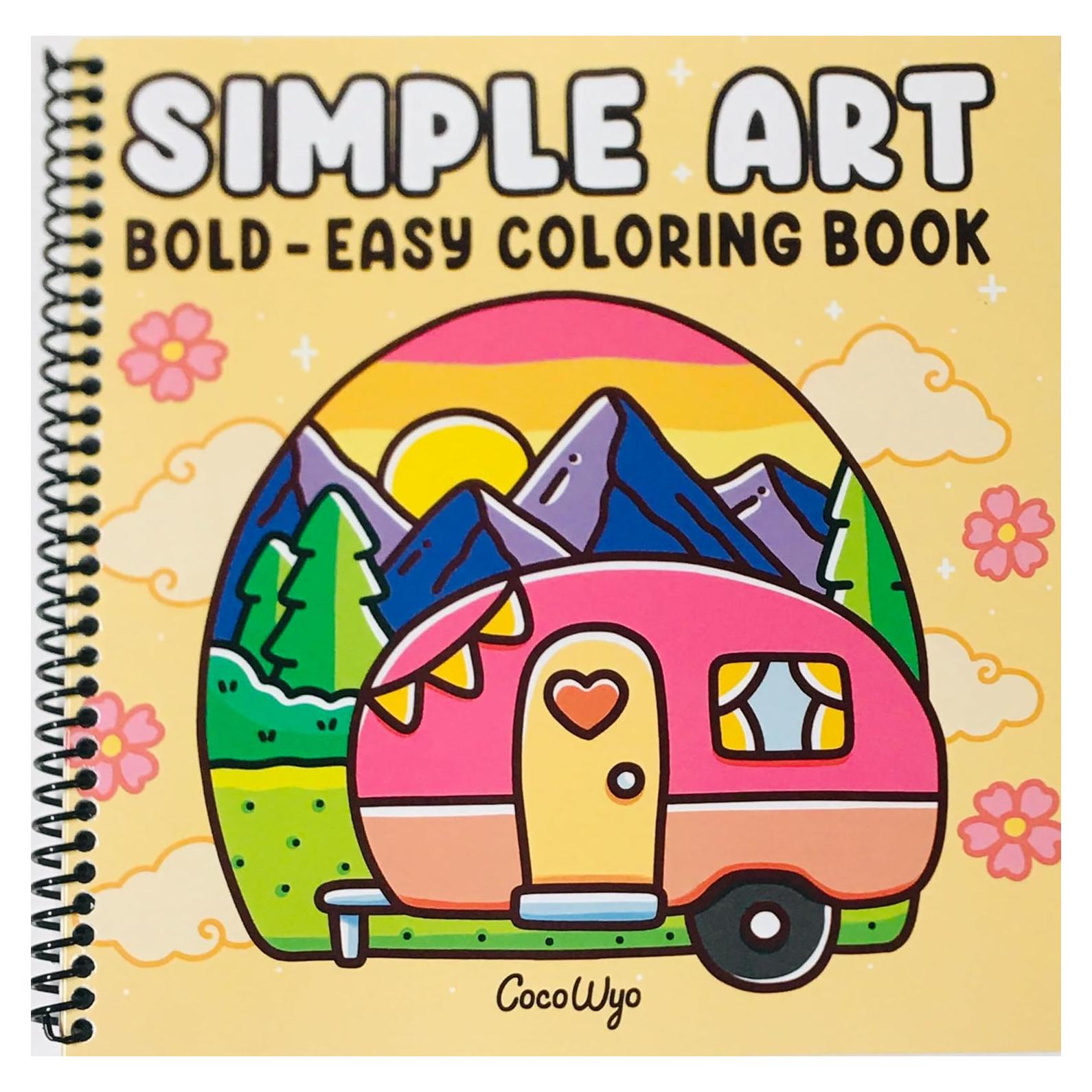 Libro para Colorear Arte Simple Espiral 52 Páginas Adultos