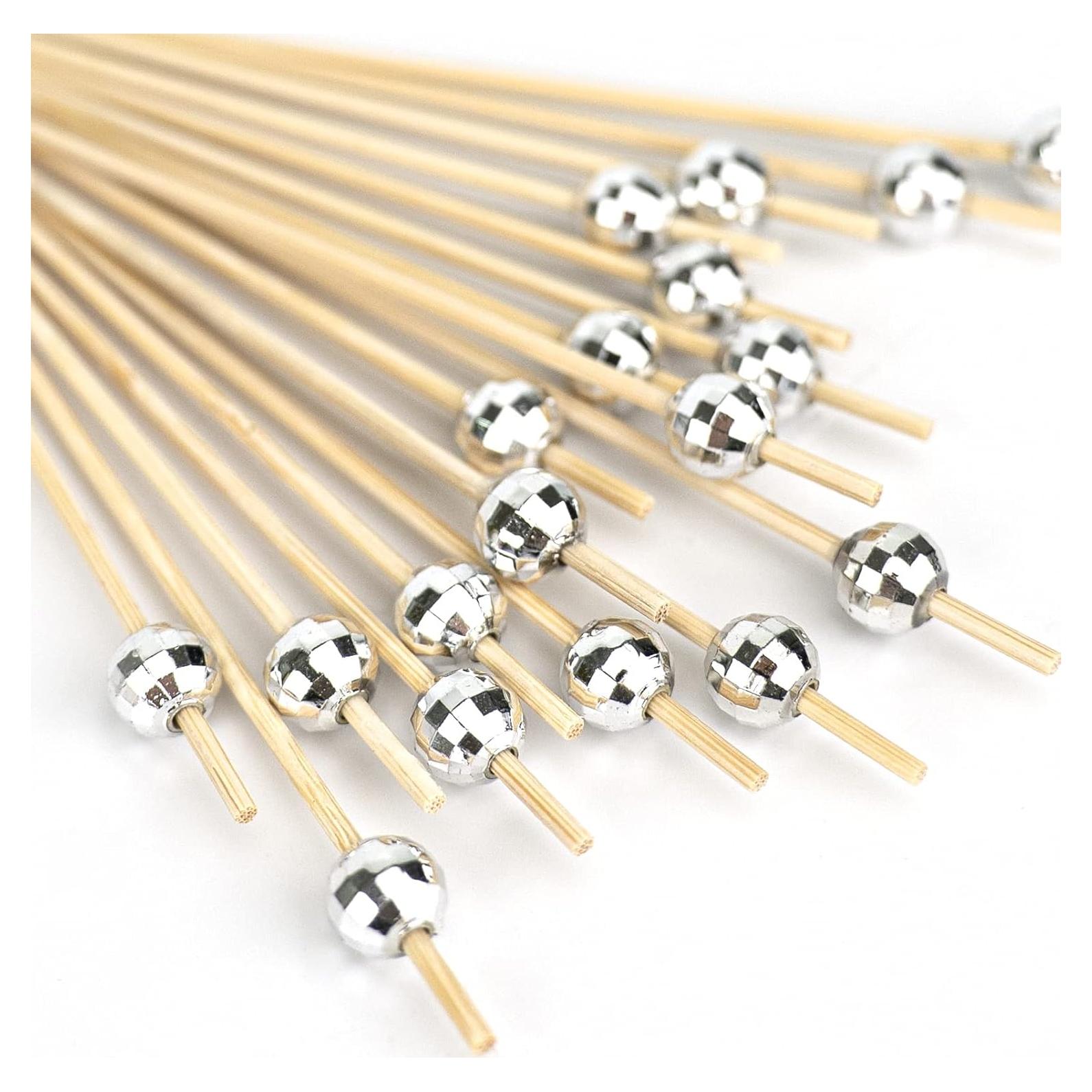 200 Palillos de Cóctel Decorativos DecorWoo 11.94 cm Plateados