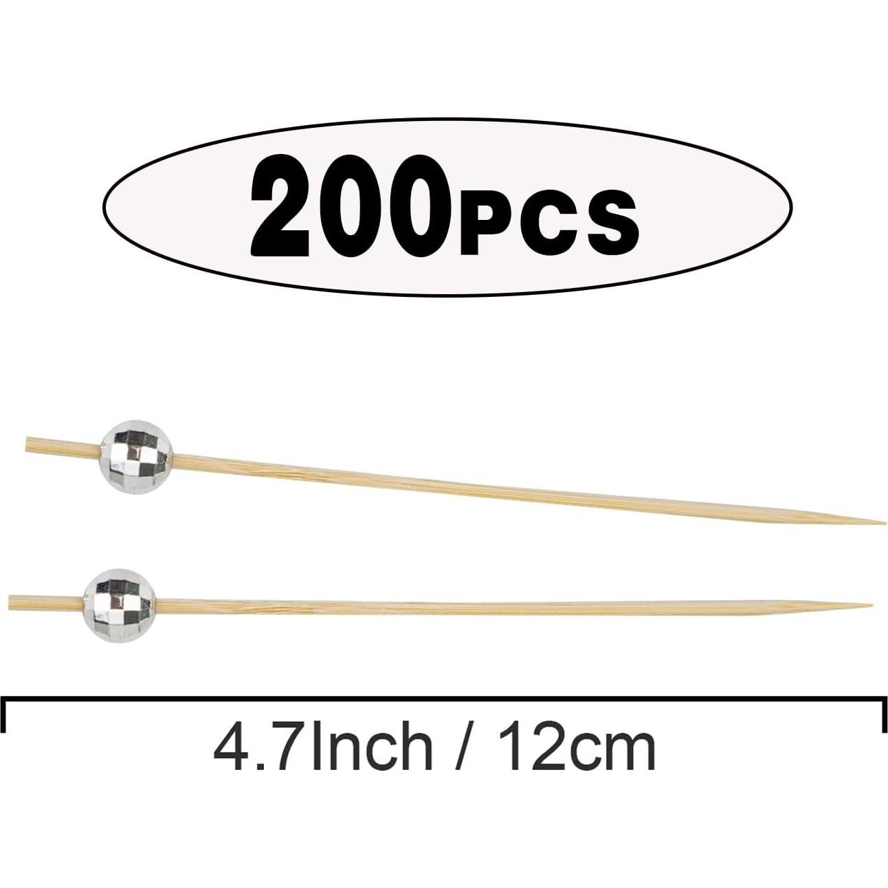 200 Palillos de Cóctel Decorativos DecorWoo 11.94 cm Plateados