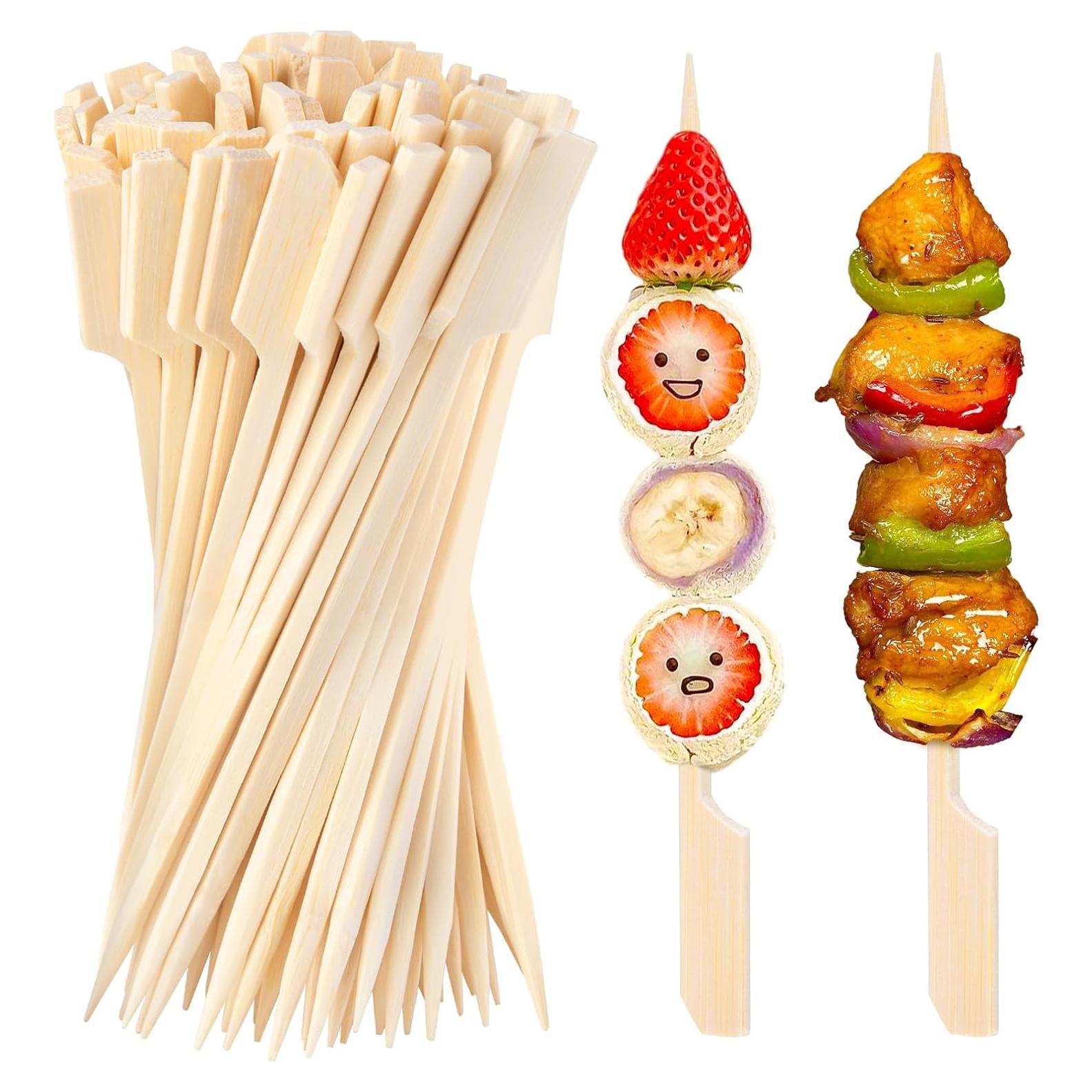 HAKSEN 400PCS Pinchos Naturales de Madera 11.94 cm para Aperitivos