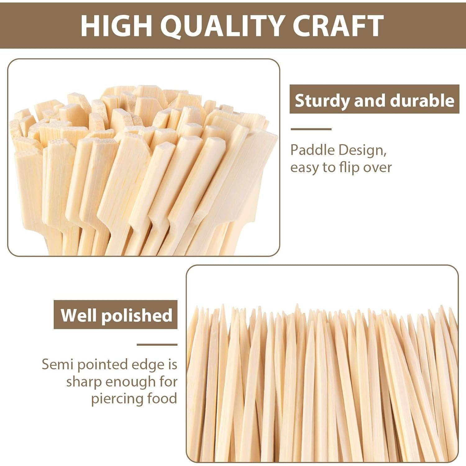 HAKSEN 400PCS Pinchos Naturales de Madera 11.94 cm para Aperitivos