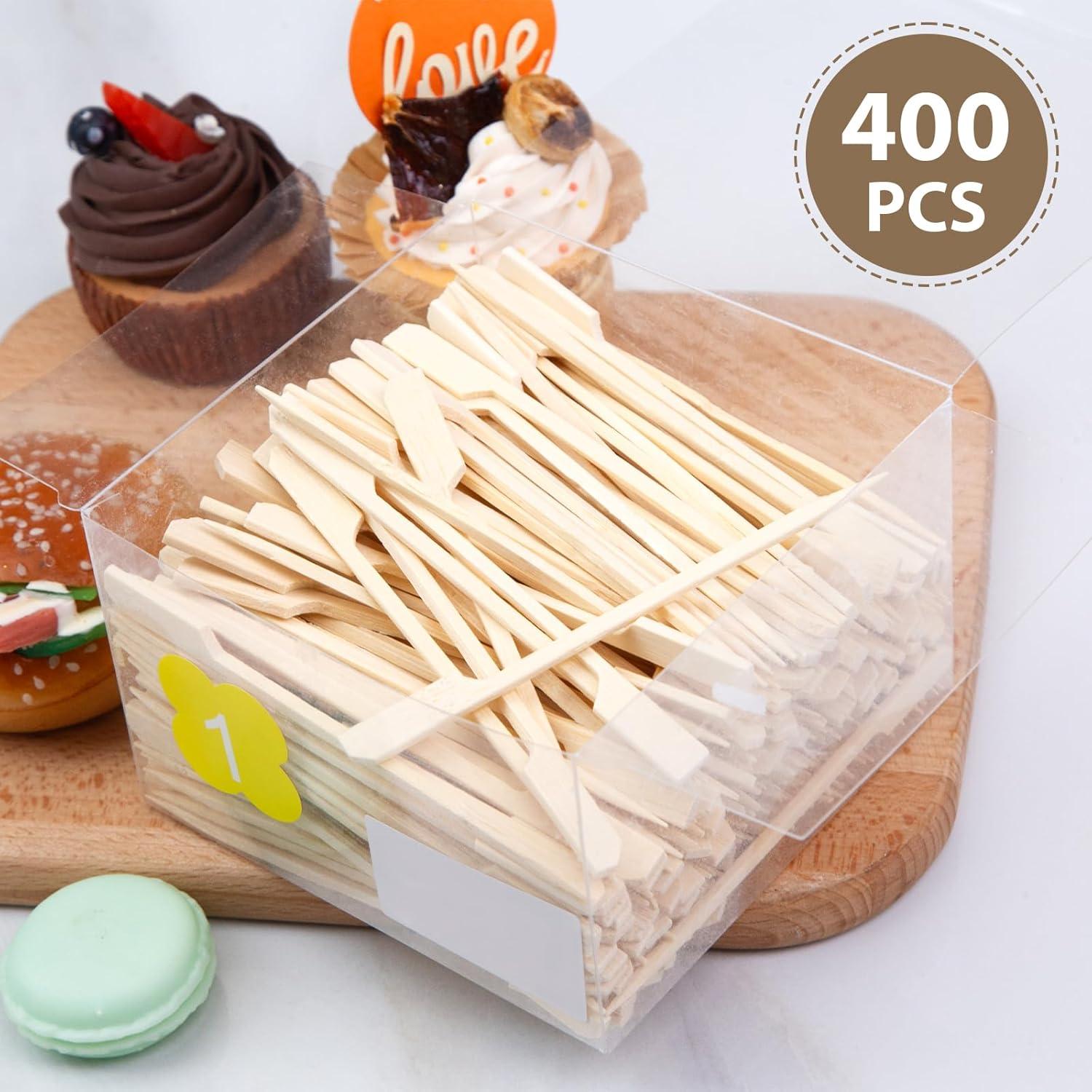 HAKSEN 400PCS Pinchos Naturales de Madera 11.94 cm para Aperitivos