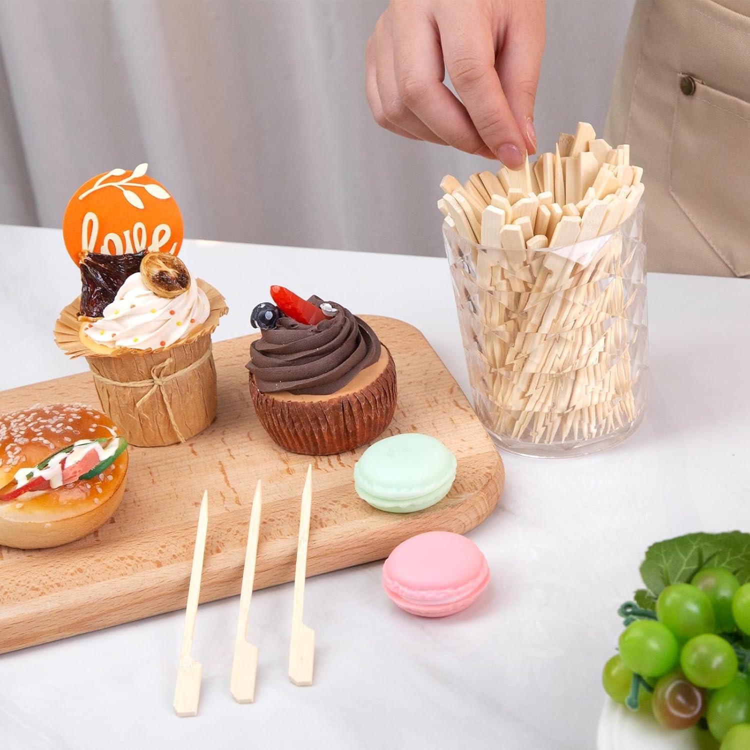 HAKSEN 400PCS Pinchos Naturales de Madera 11.94 cm para Aperitivos