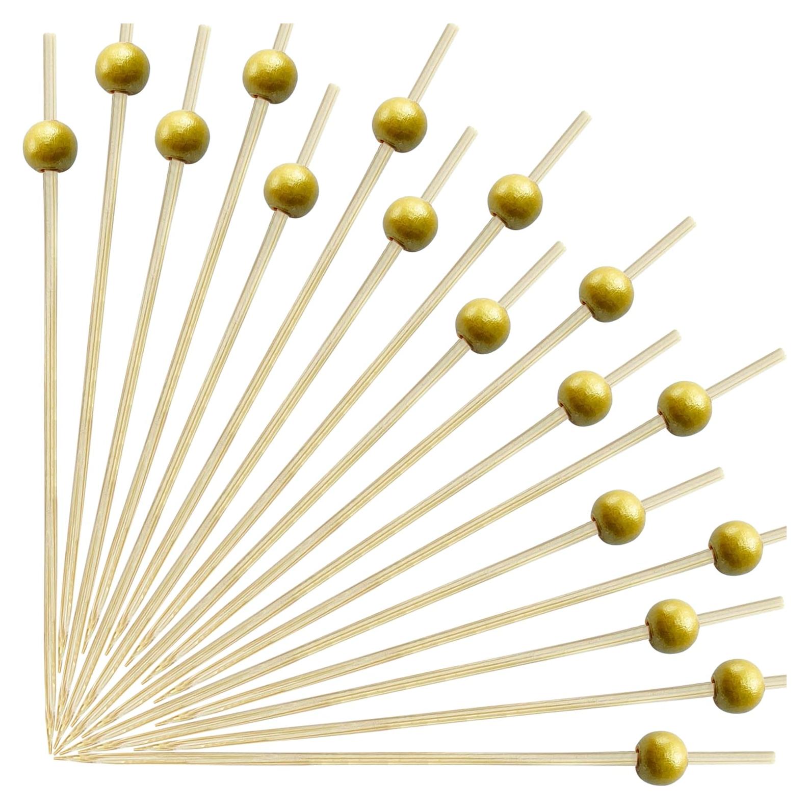 Palillos de cóctel 200 PCS Bambú Natural 11.94 cm Dorado