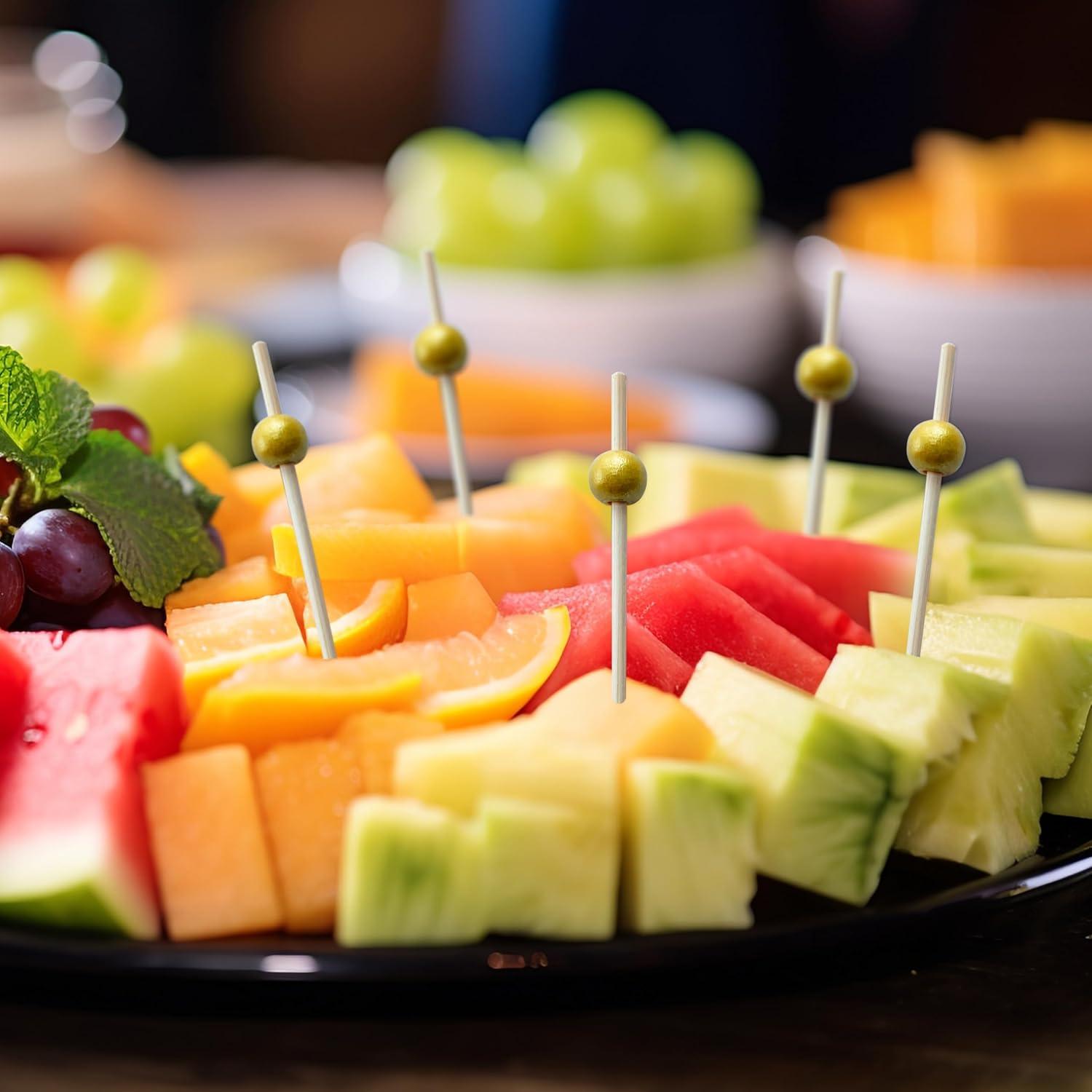 Palillos de cóctel 200 PCS Bambú Natural 11.94 cm Dorado