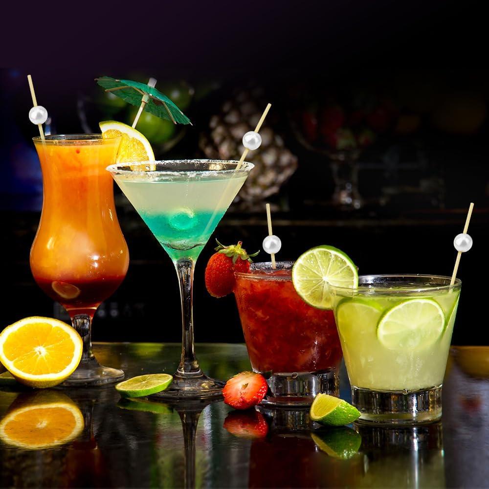 Palillos de cóctel Cidenbio 200PCS 12cm con perla blanca