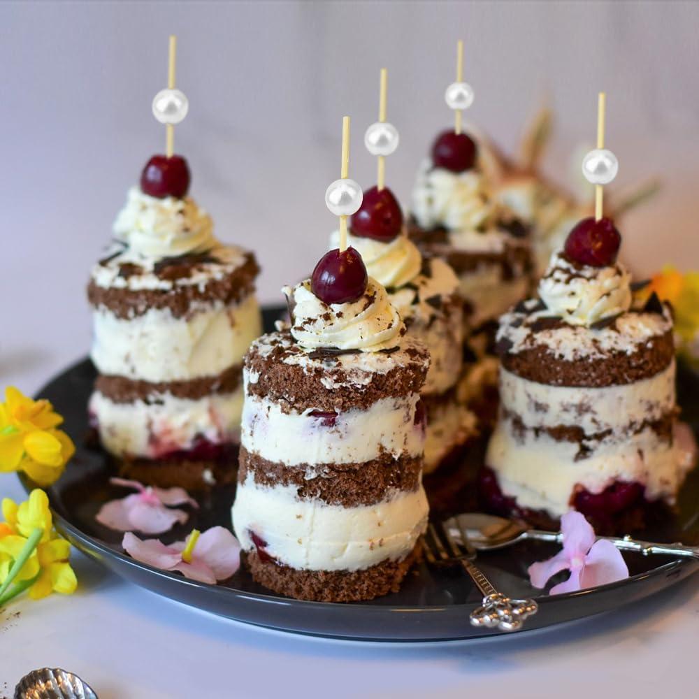 Palillos de cóctel Cidenbio 200PCS 12cm con perla blanca