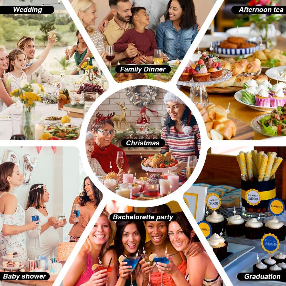 Palillos de cóctel Cidenbio 200PCS 12cm con perla blanca