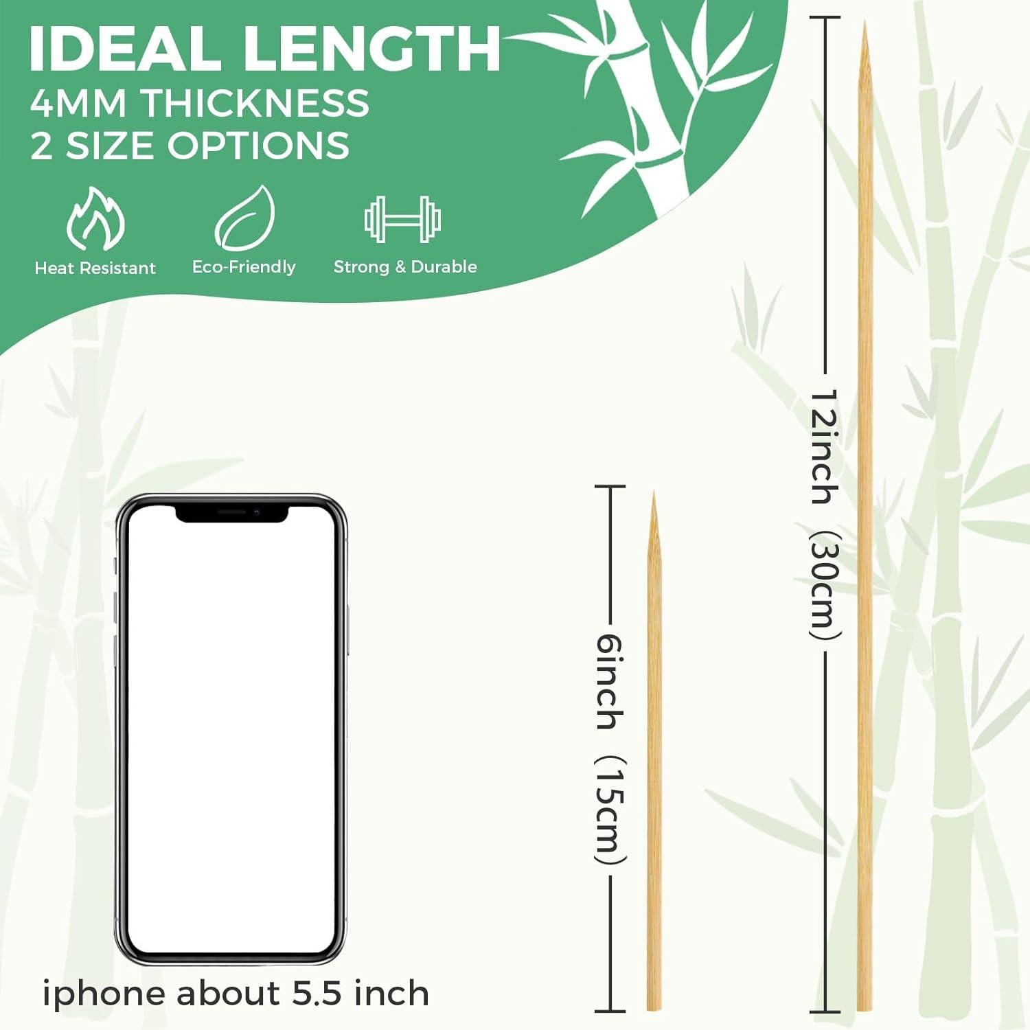 200 Pinchos de Bambú Natural 10 Pulgadas para BBQ Boesma