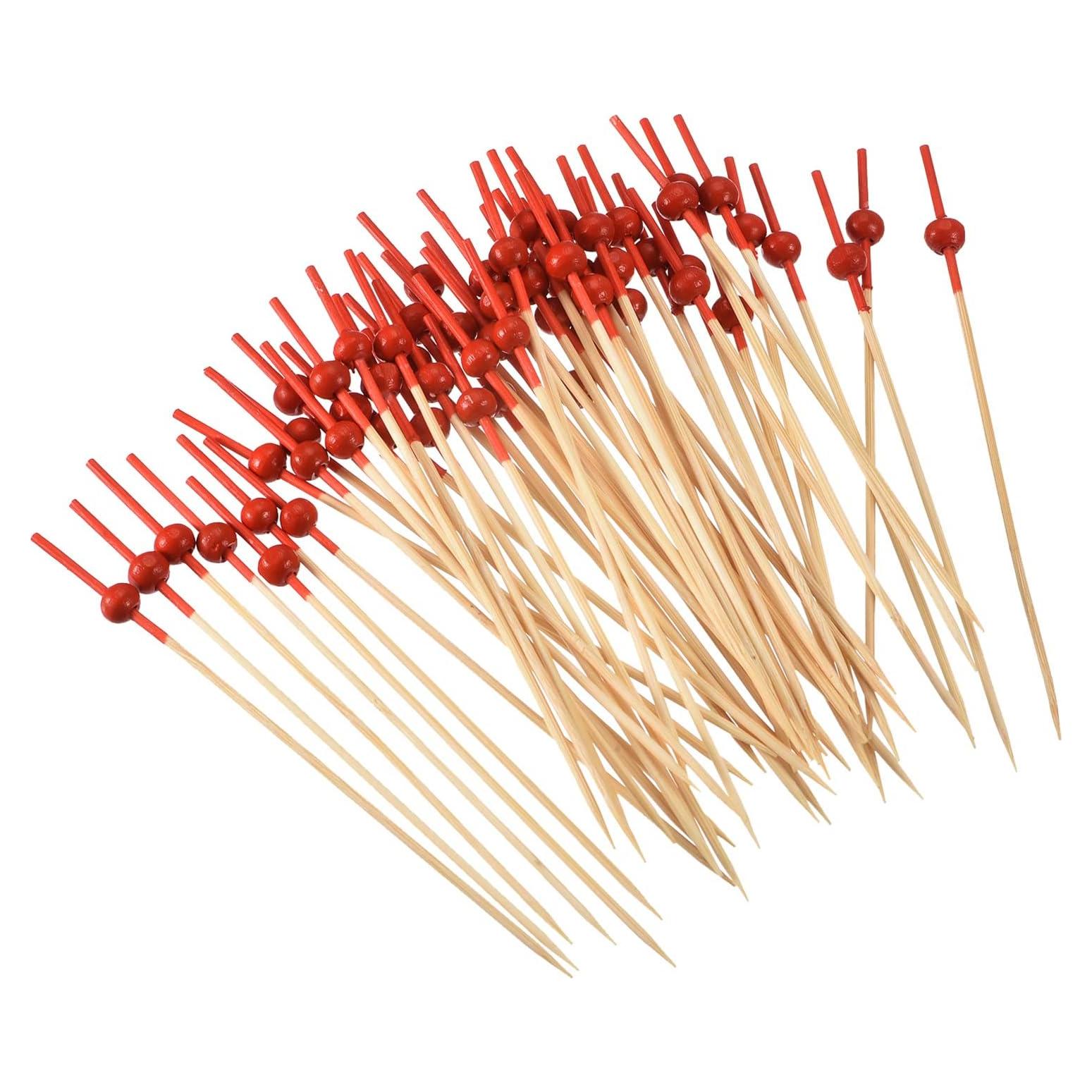 Palillos de Cóctel de Bambú uxcell 100Pcs 12cm Rojo