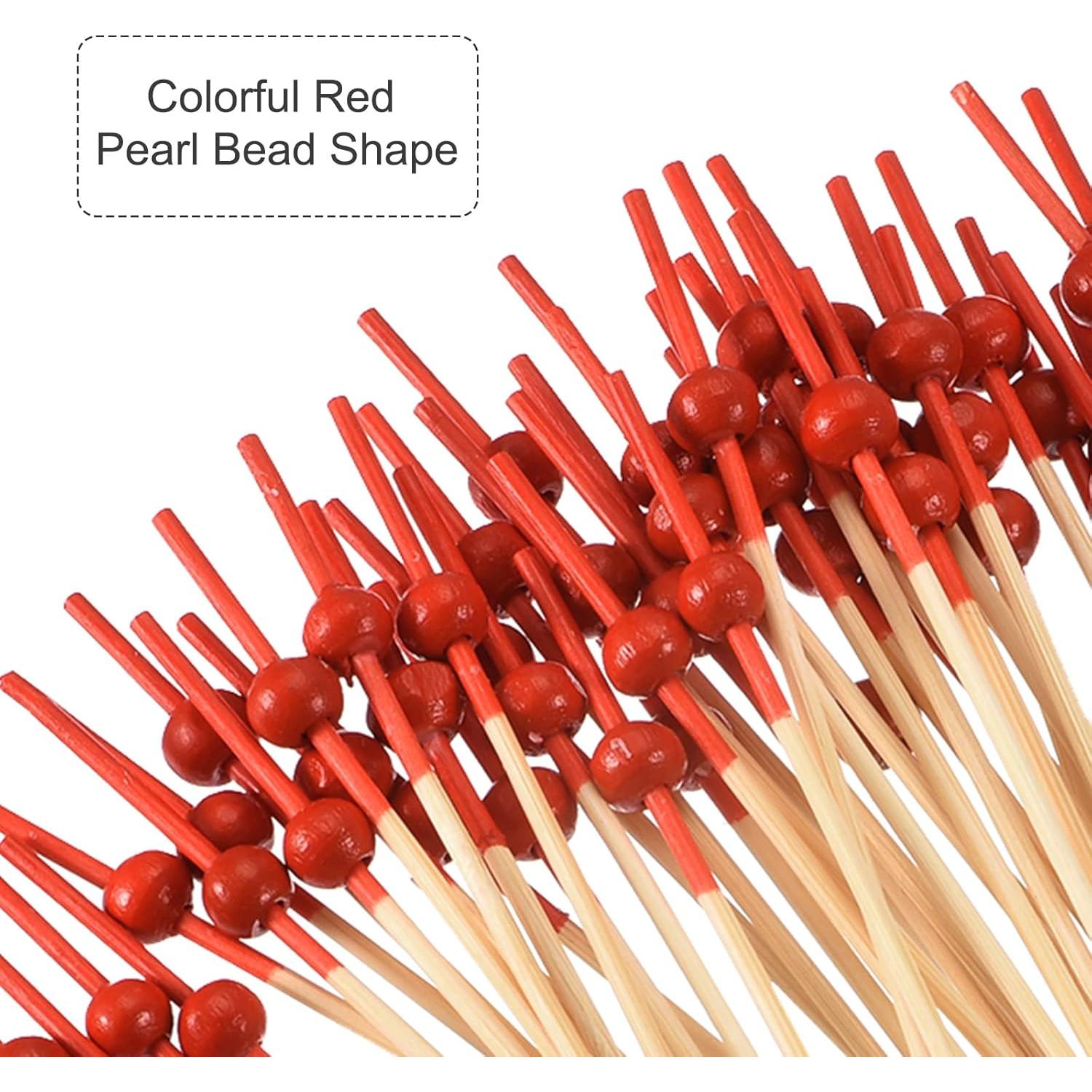 Palillos de Cóctel de Bambú uxcell 100Pcs 12cm Rojo