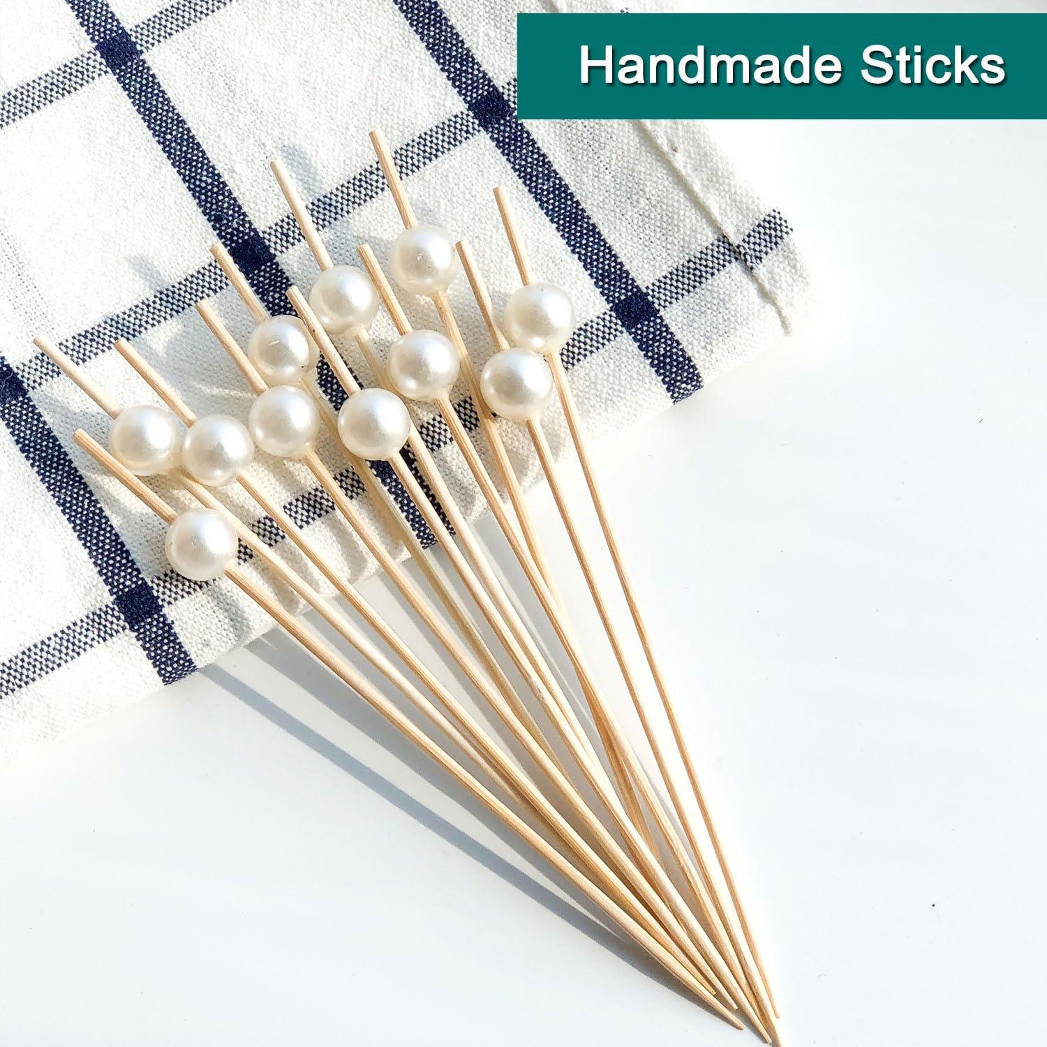 Palillos de cóctel Amovvita 12 cm perla blanca desechables