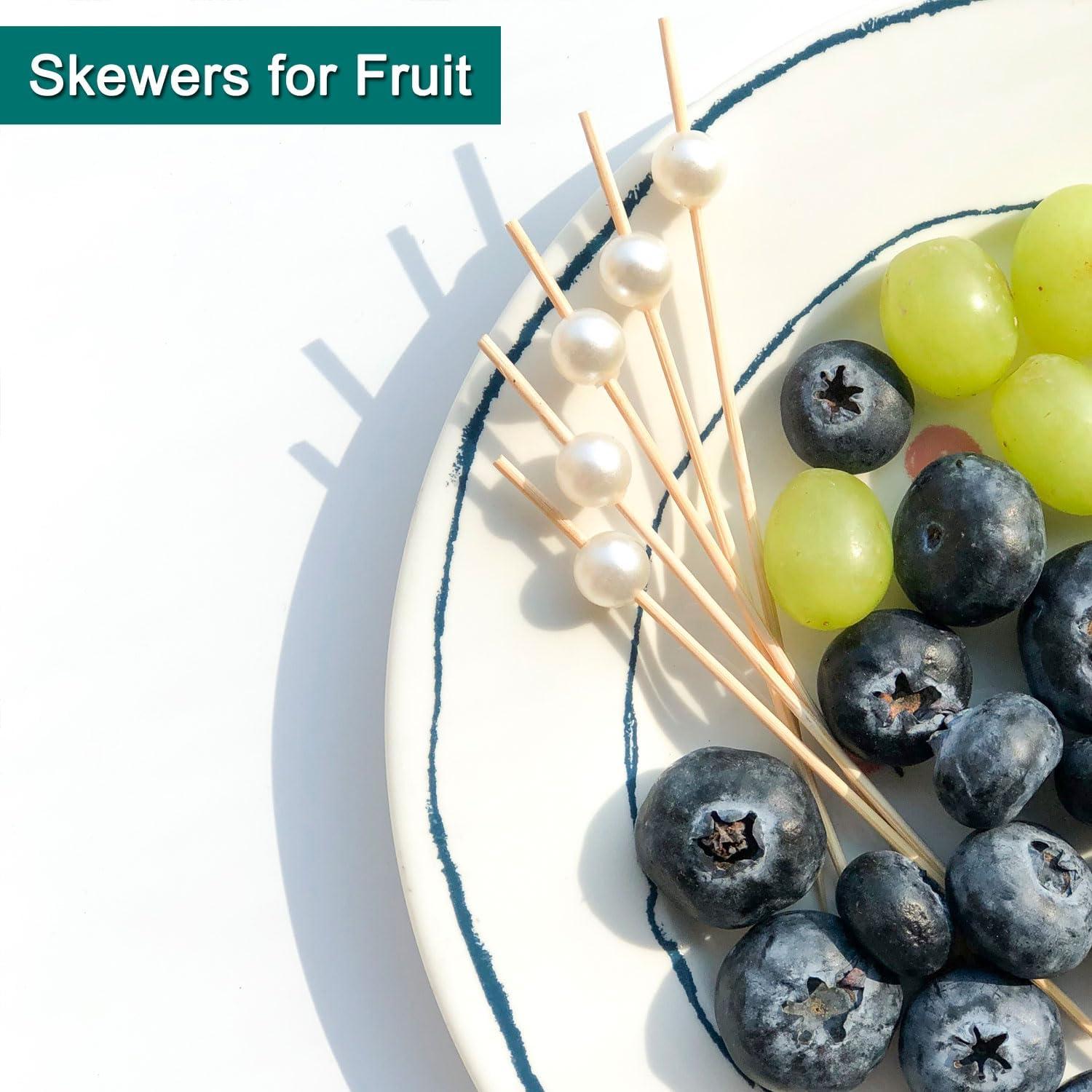 Palillos de cóctel Amovvita 12 cm perla blanca desechables