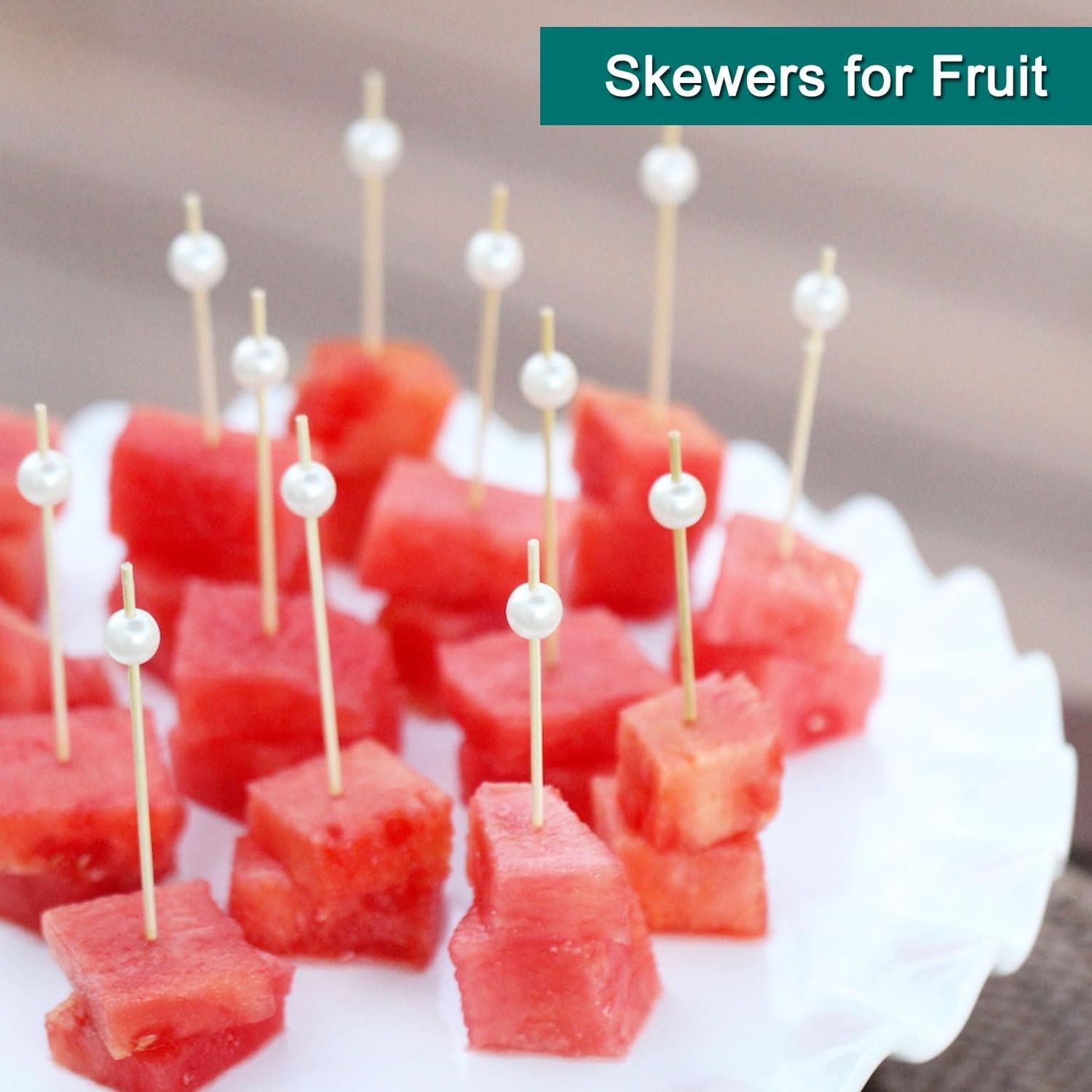 Palillos de cóctel Amovvita 12 cm perla blanca desechables