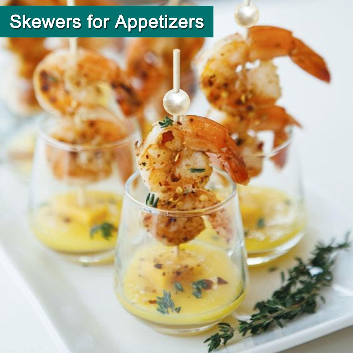 Palillos de cóctel Amovvita 12 cm perla blanca desechables