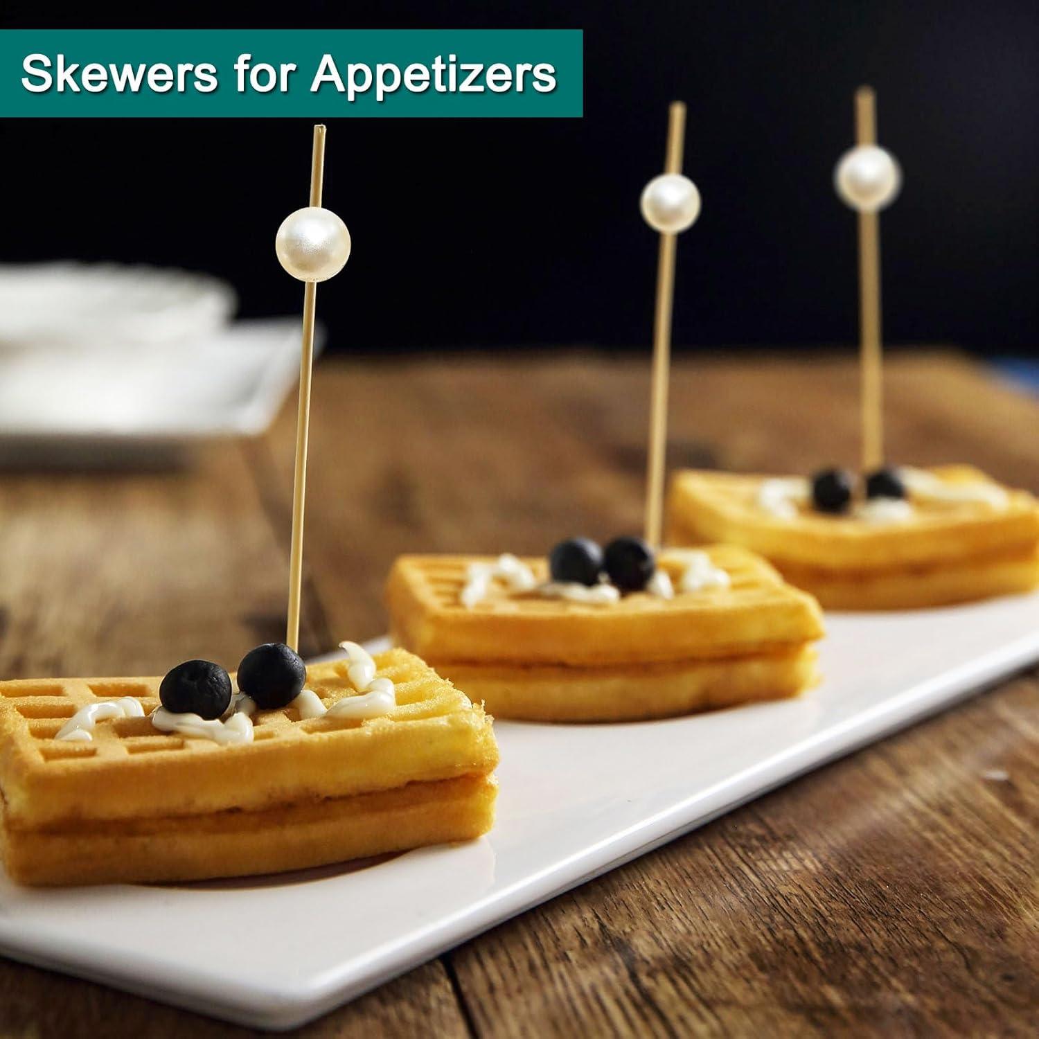 Palillos de cóctel Amovvita 12 cm perla blanca desechables