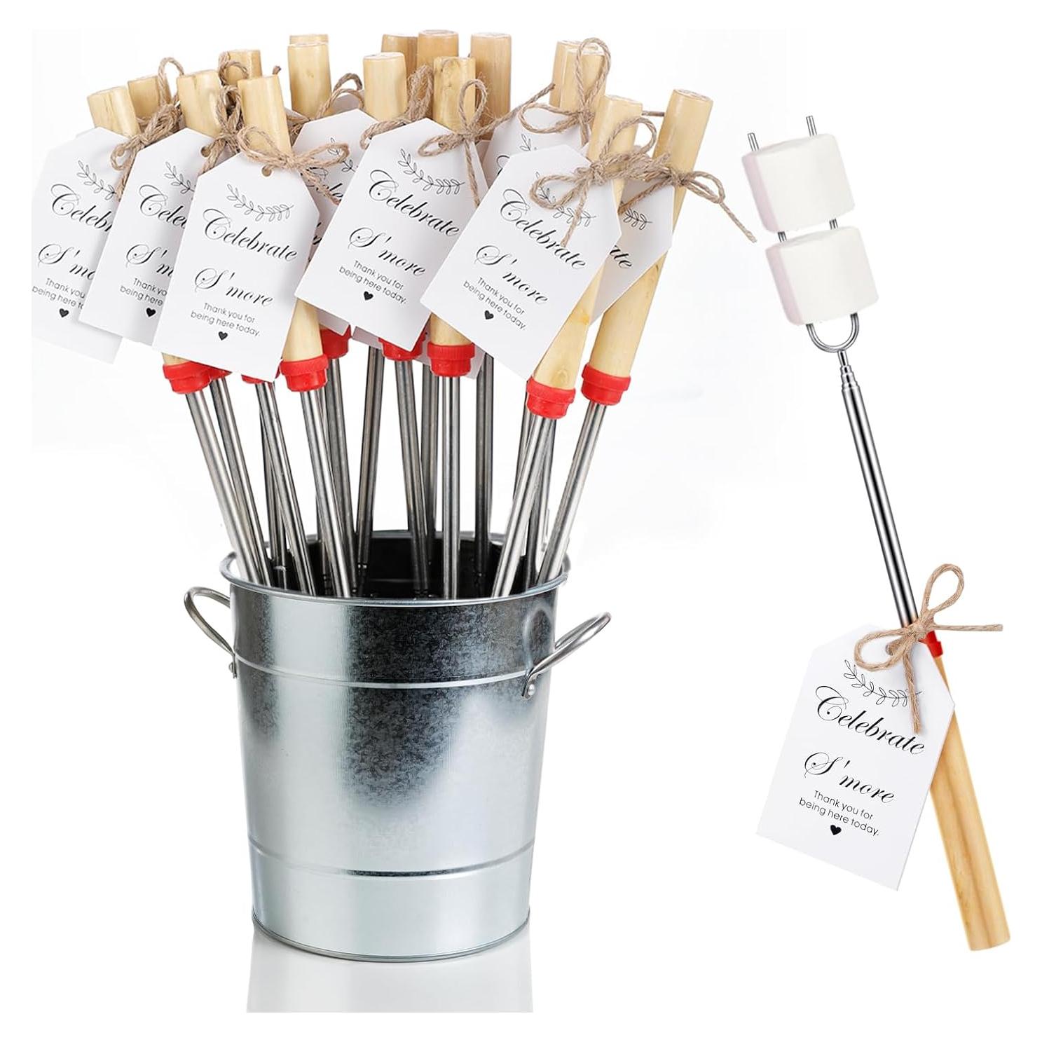 24 Palos de S'mores Retráctiles + Etiquetas + Cuerda - Fiesta