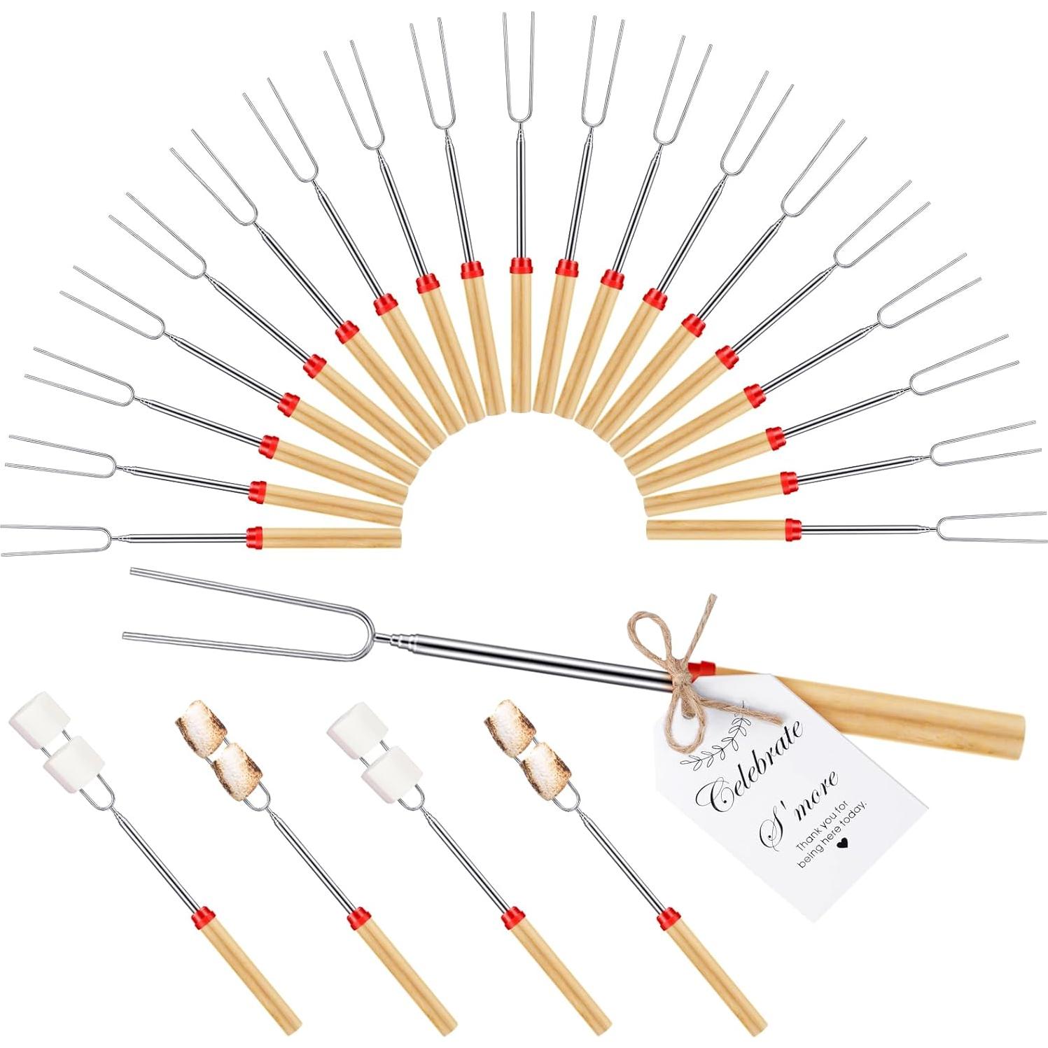 24 Palos de S'mores Retráctiles + Etiquetas + Cuerda - Fiesta